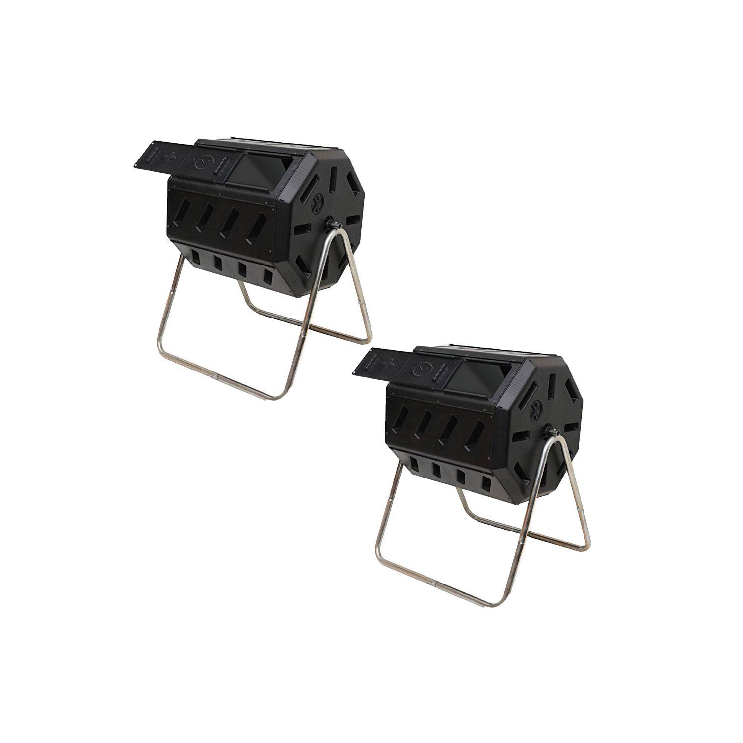 FCMP Outdoor 37 Gallon Elevated Dual Chamber Tumbling Garden Compost Bin(2 Pack)