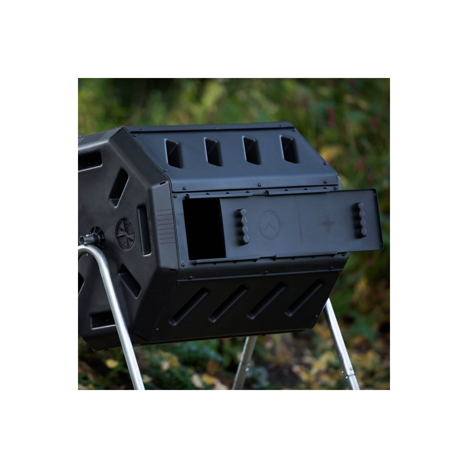 FCMP Outdoor 37 Gallon Elevated Dual Chamber Tumbling Garden Compost Bin(2 Pack)