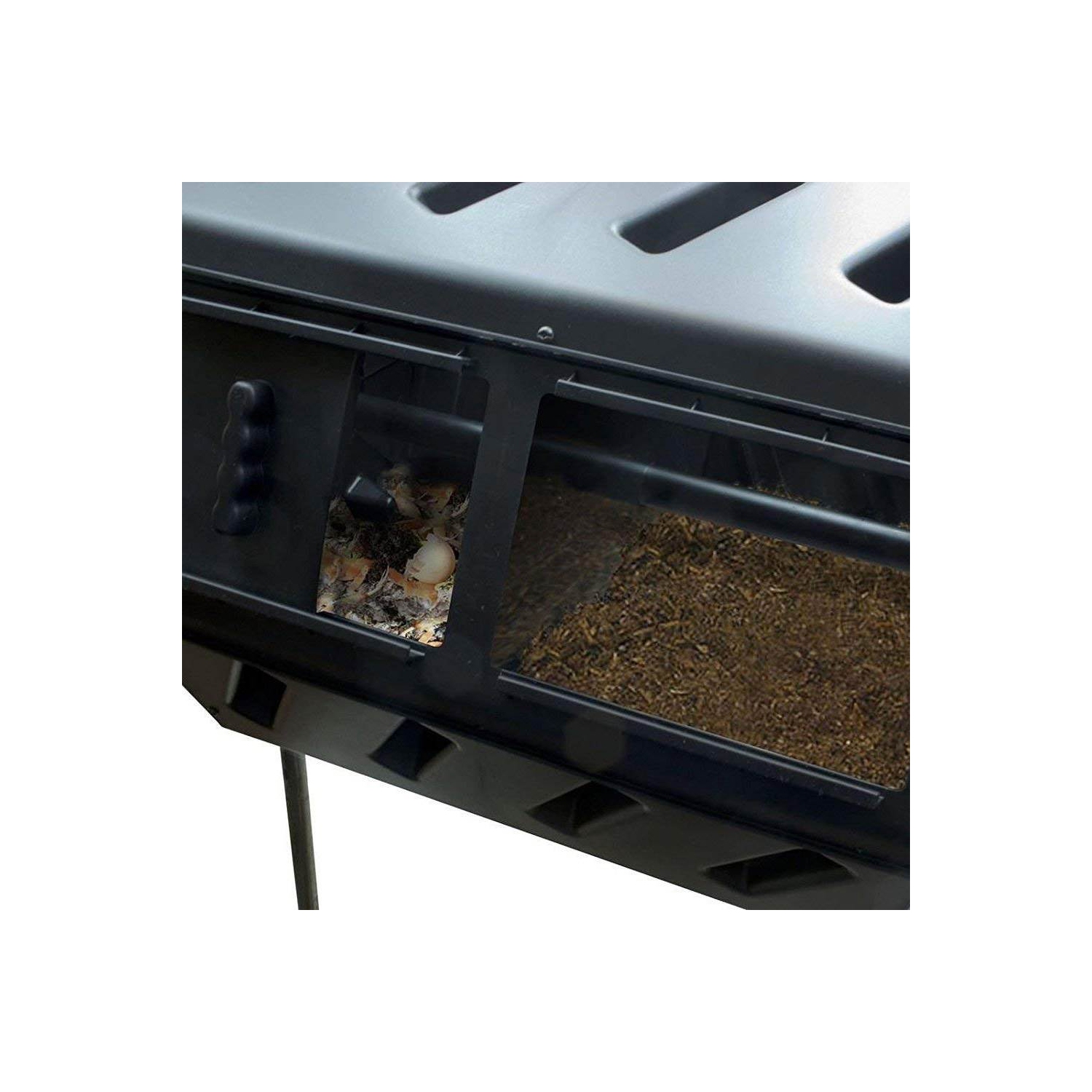 FCMP Outdoor 37 Gallon Elevated Dual Chamber Tumbling Garden Compost Bin(2 Pack)