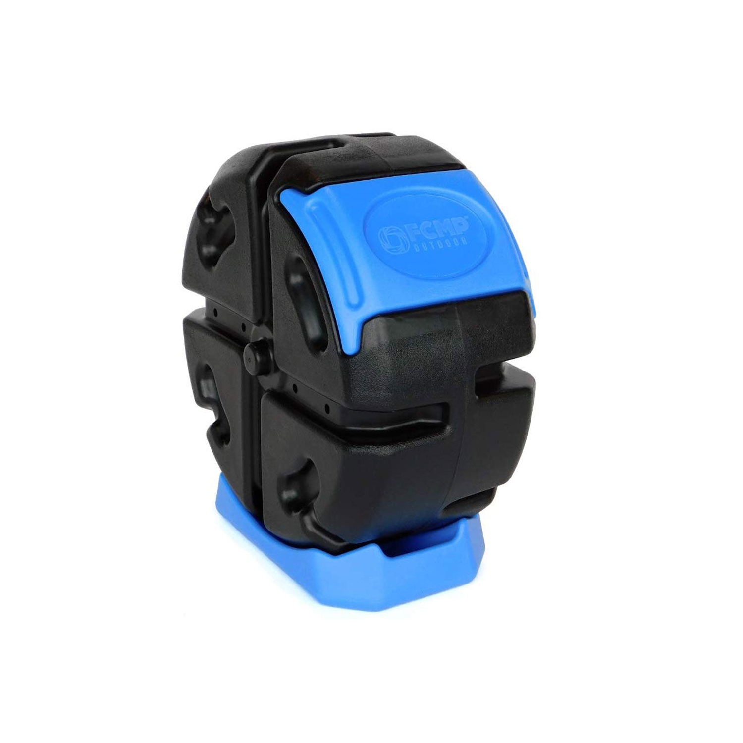 FCMP Outdoor Half Size 19 Gallon Plastic Rolling Composter Tumbler Bin, Blue