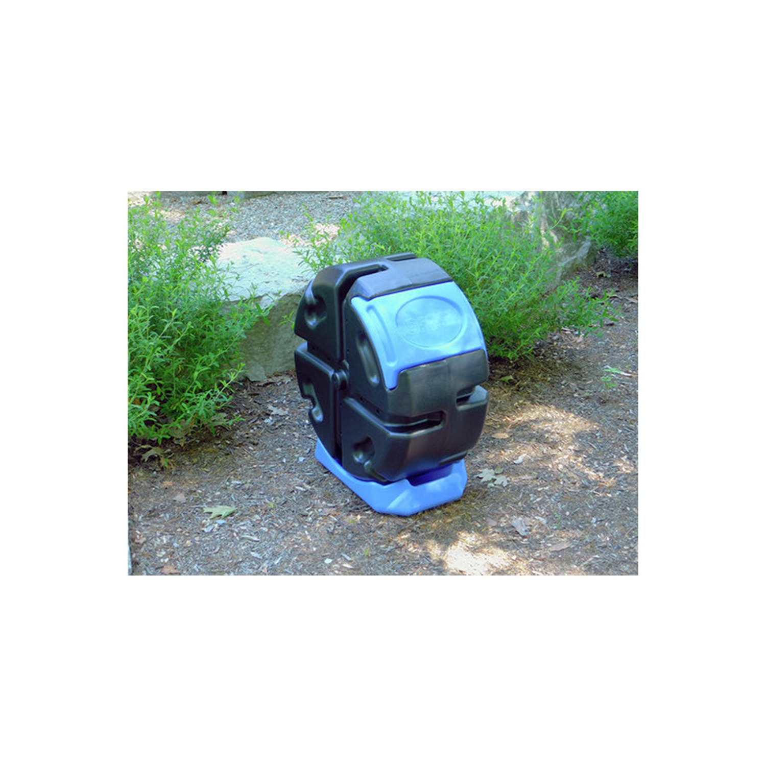 FCMP Outdoor Half Size 19 Gallon Plastic Rolling Composter Tumbler Bin, Blue