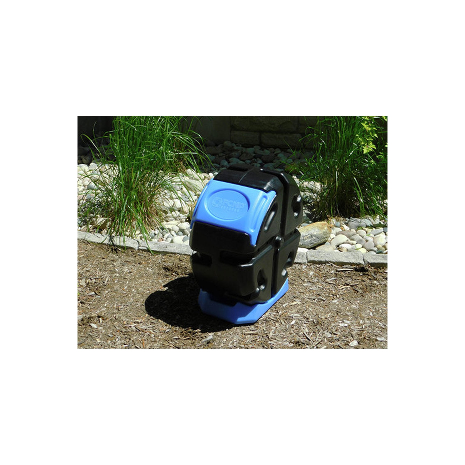 FCMP Outdoor Half Size 19 Gallon Plastic Rolling Composter Tumbler Bin, Blue