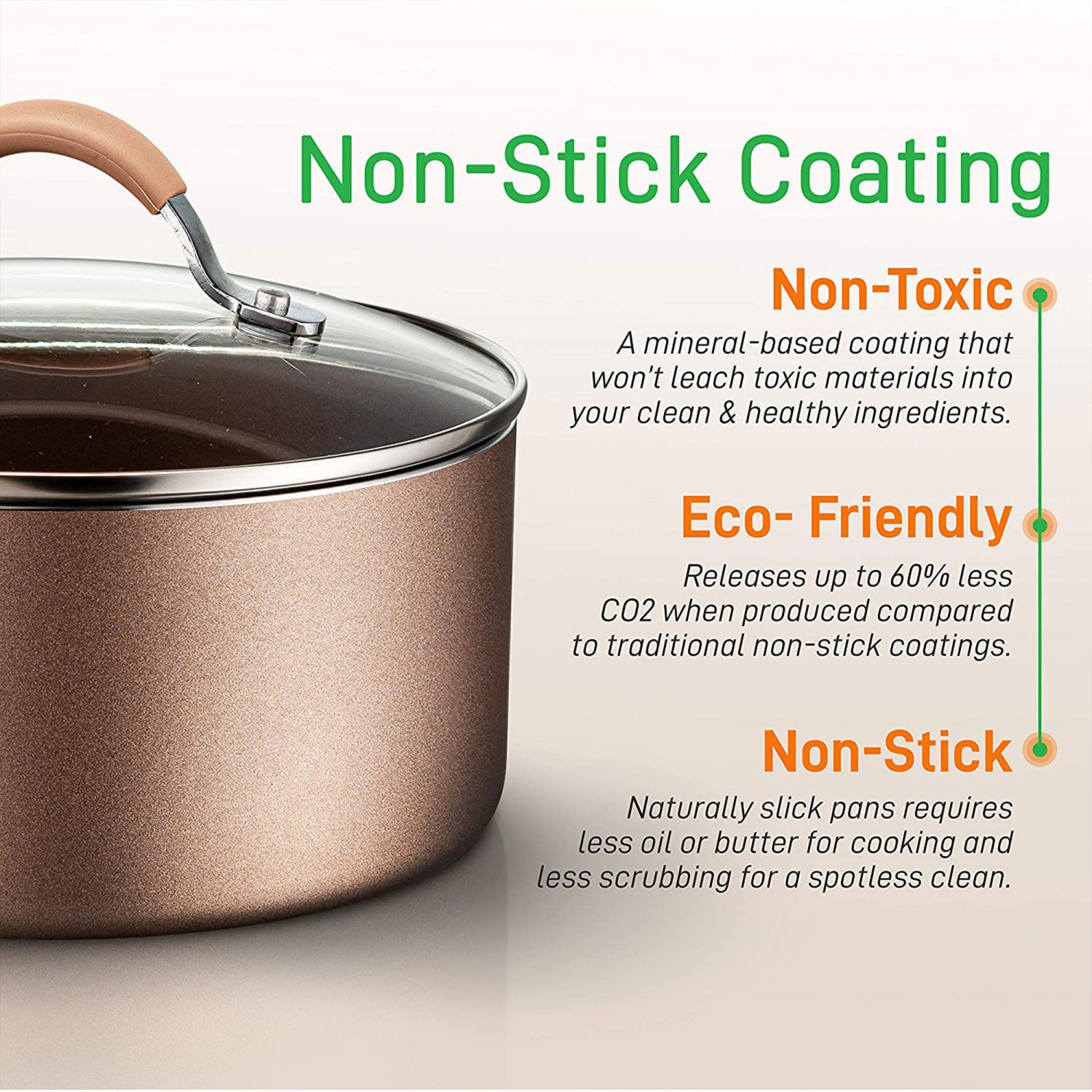 NutriChef 20 Piece Nonstick Kitchen Cookware Pots & Pans Set, Bronze