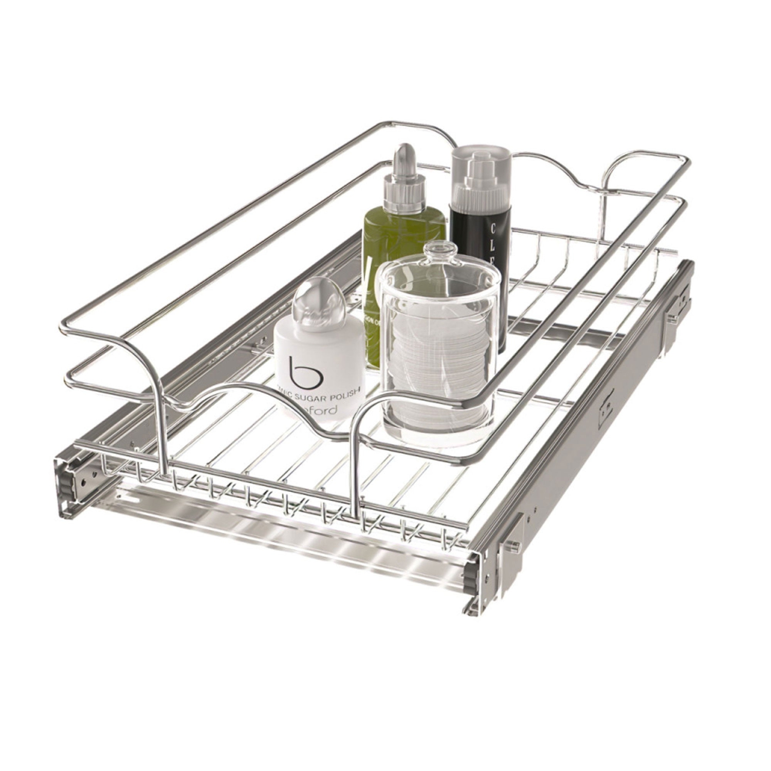 Rev-A-Shelf Pullout Basket Organizer for Kitchen or Vanity Cabinets,12 x 20 In, 5WB1-1220CR-1