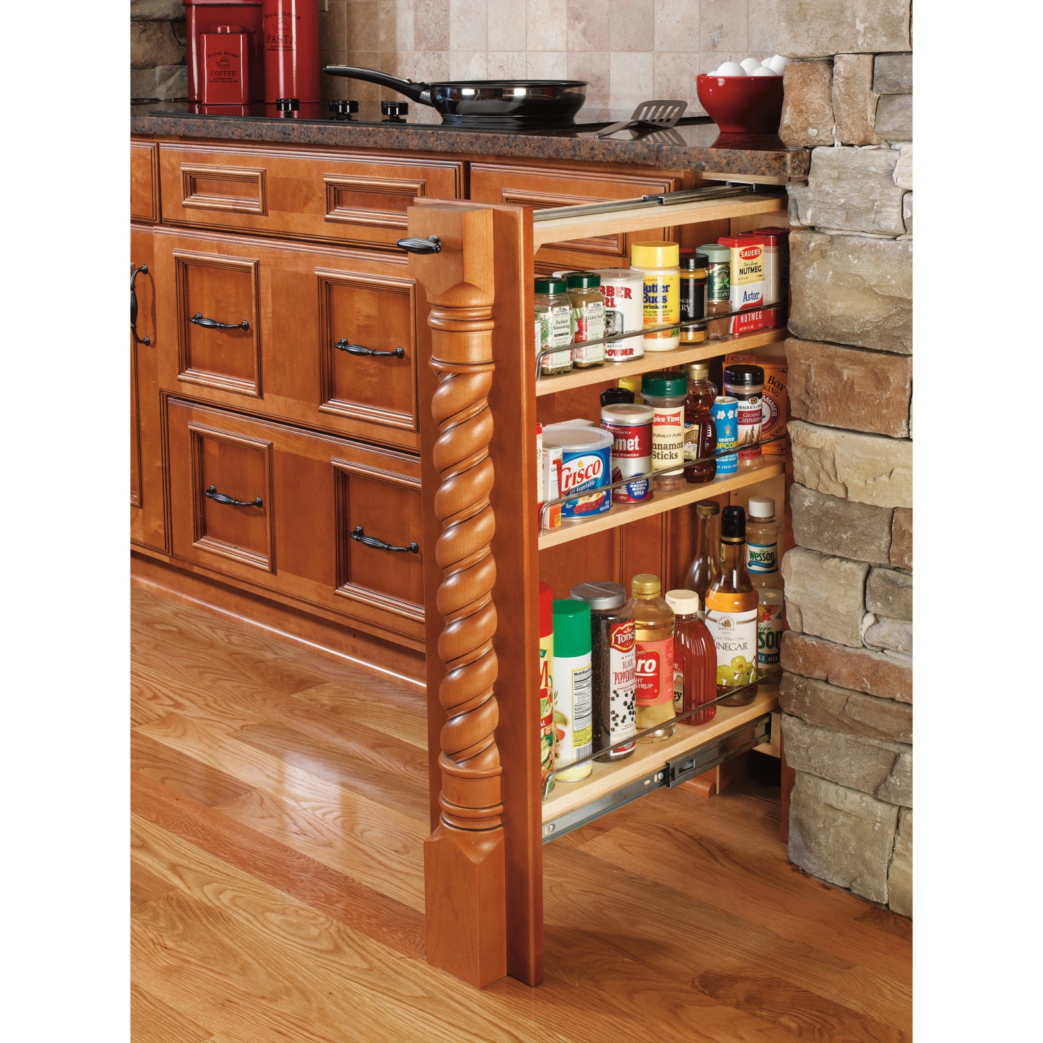 Porte-épices rétractable pour armoire de cuisine de 9&nbsp;po de Rev-A-Shelf, 432-BF-9C.