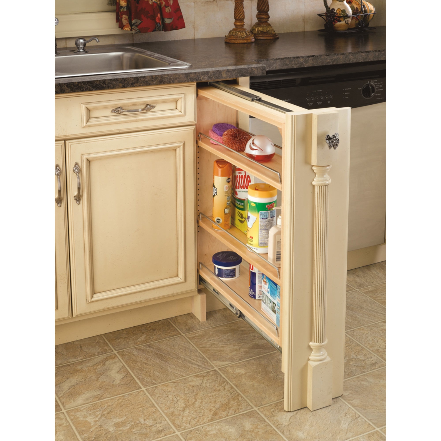 Porte-épices rétractable pour armoire de cuisine de 9&nbsp;po de Rev-A-Shelf, 432-BF-9C.