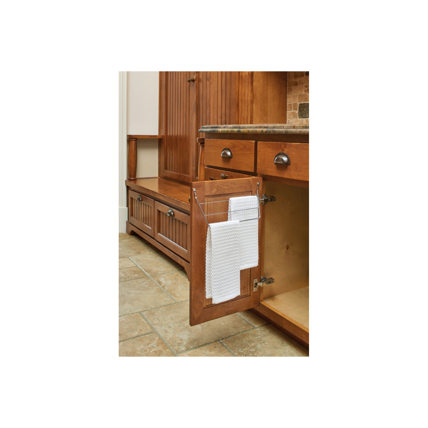 Rev-A-Shelf Kitchen & Bathroom Undersink Door Mount Towel Bar, Chrome, 563-32 C