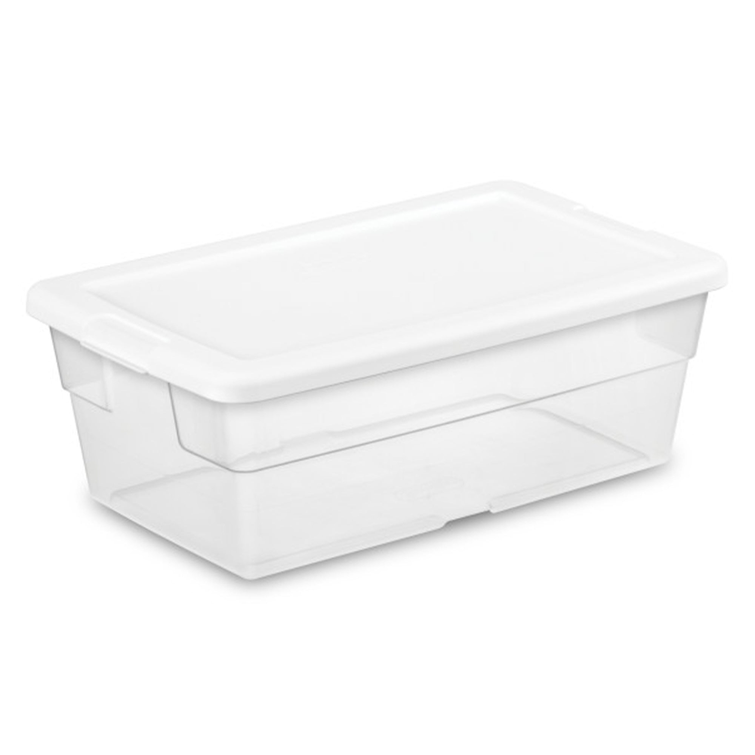 Sterilite – contenant de rangement en plastique transparent avec couvercle à bouton-pression 6&nbsp;Qt, blanc, paquet de 36