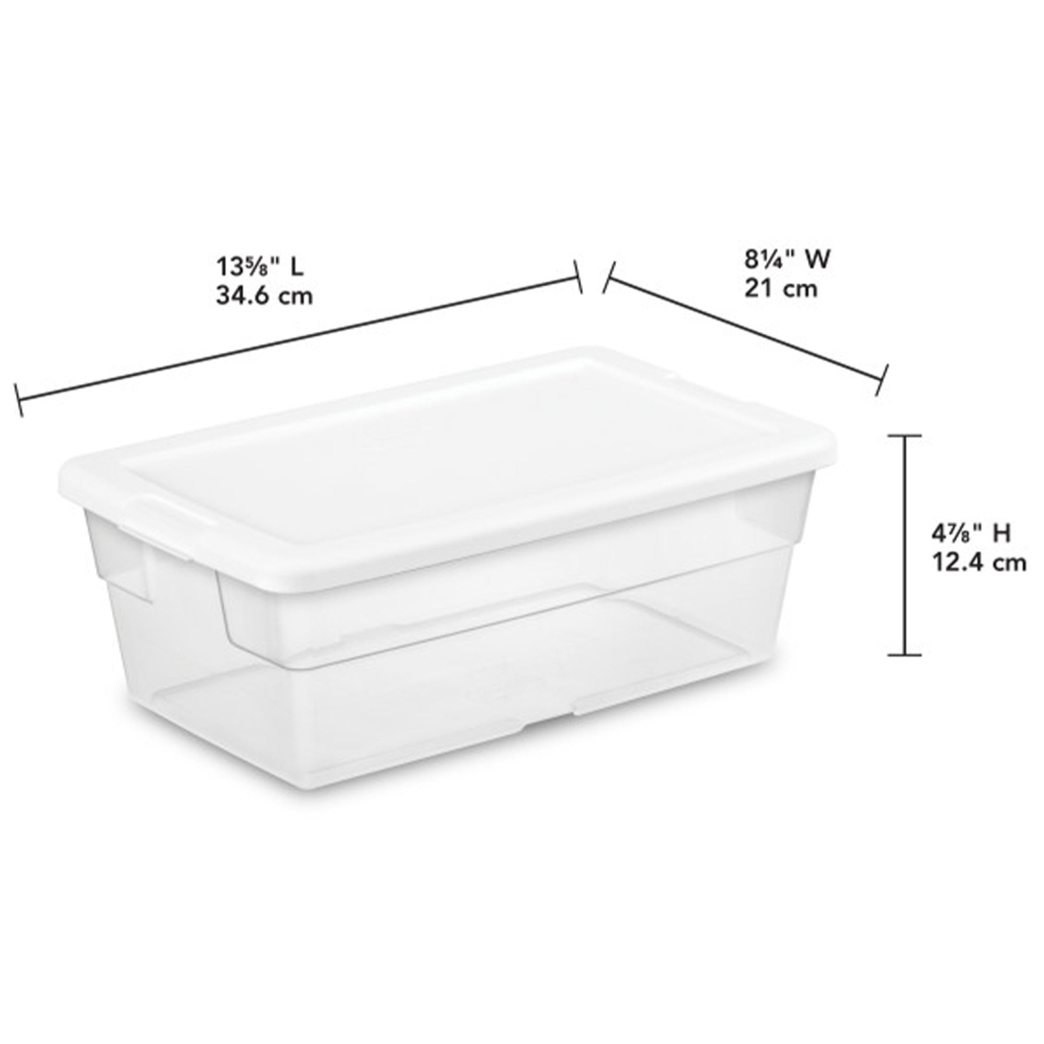 Sterilite – contenant de rangement en plastique transparent avec couvercle à bouton-pression 6&nbsp;Qt, blanc, paquet de 36