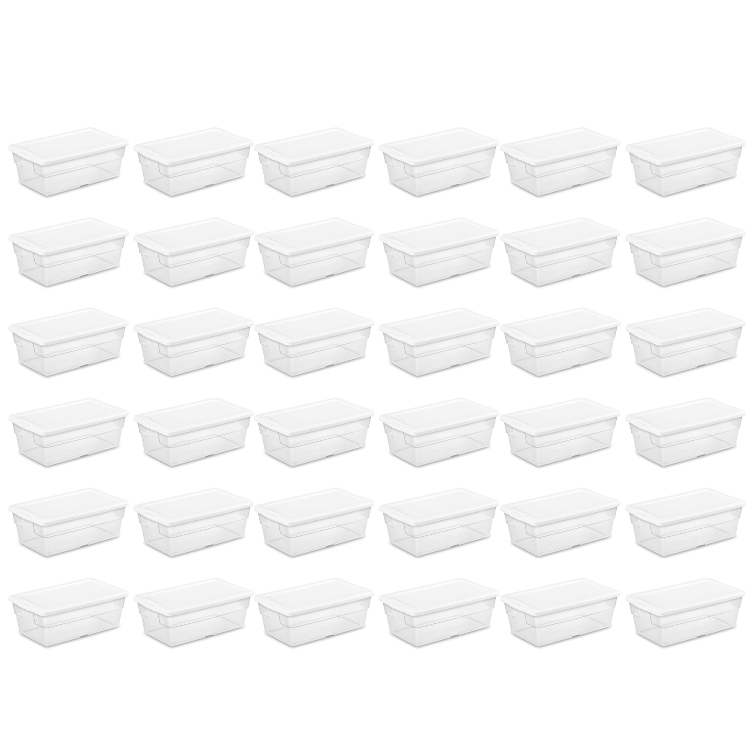 Sterilite – contenant de rangement en plastique transparent avec couvercle à bouton-pression 6&nbsp;Qt, blanc, paquet de 36