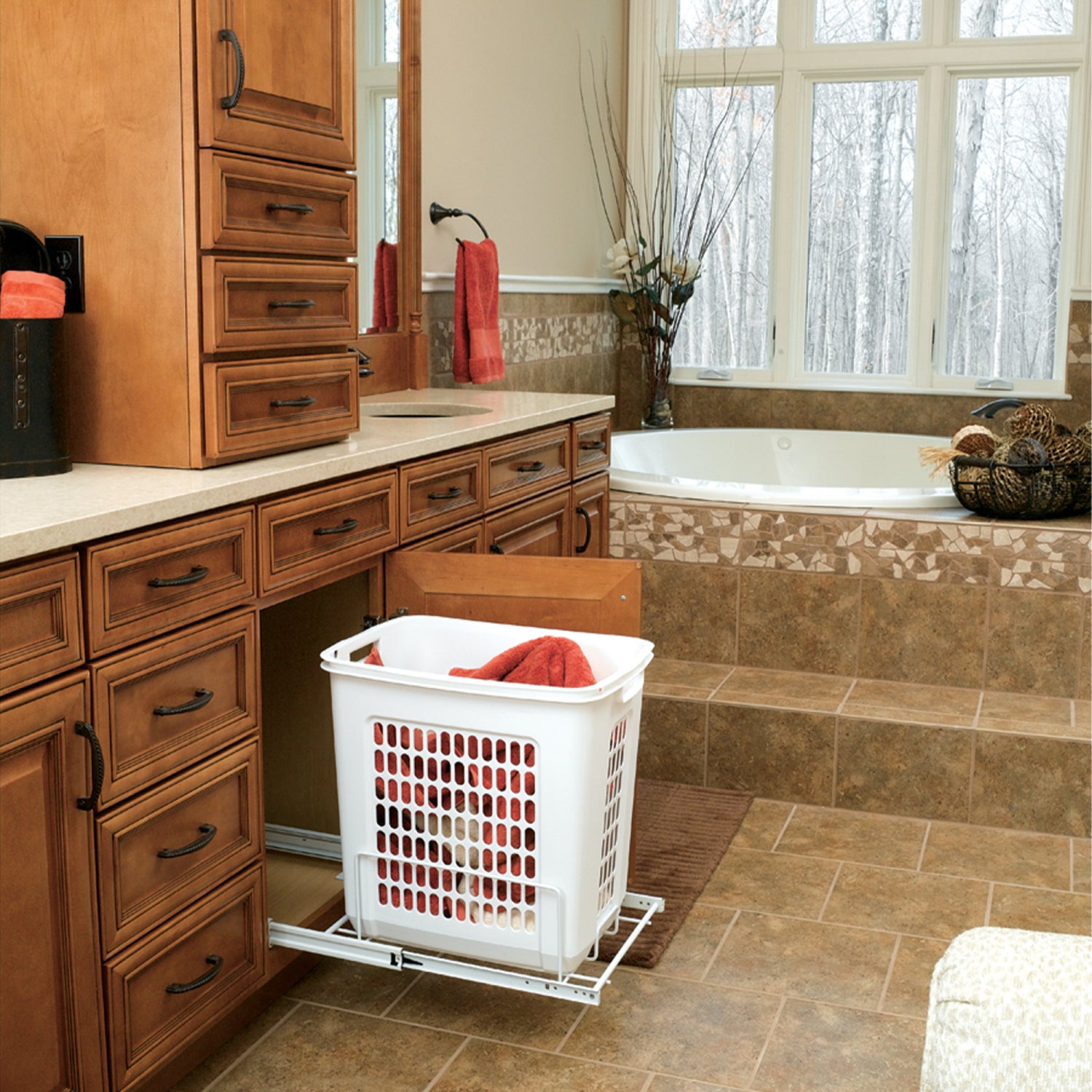 Rev-A-Shelf – Grand panier à linge rétractable en polymère de 20&nbsp;po, blanc, HPRV-1520 S