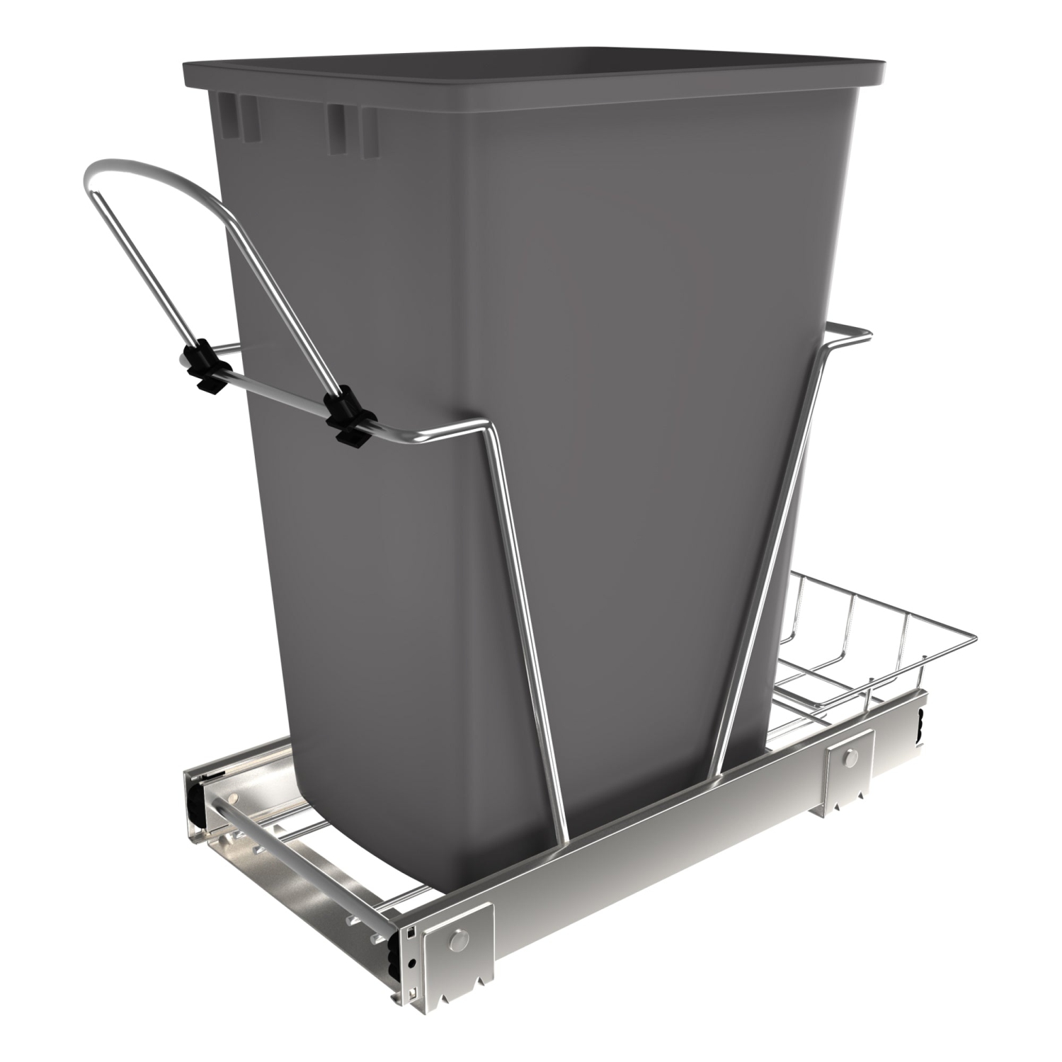 35&nbsp;qt de poubelle rétractable Rev-A-Shelf. Pour armoires de cuisine, gris, RV-12KD-13C-S.