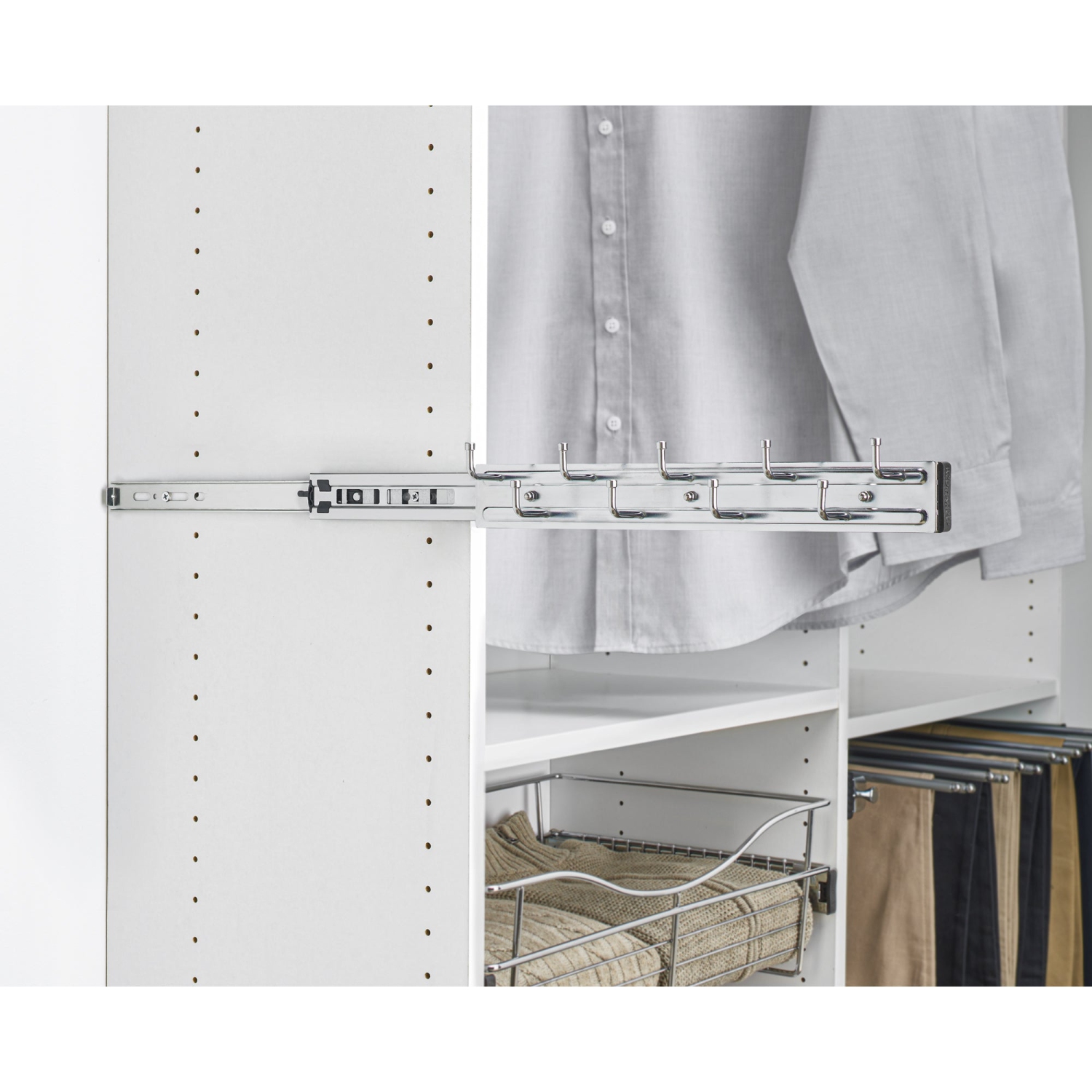 Rev-A-Shelf – Range-tout de rangement pour garde-robe, 14&nbsp;po, chrome, BRC-14CR