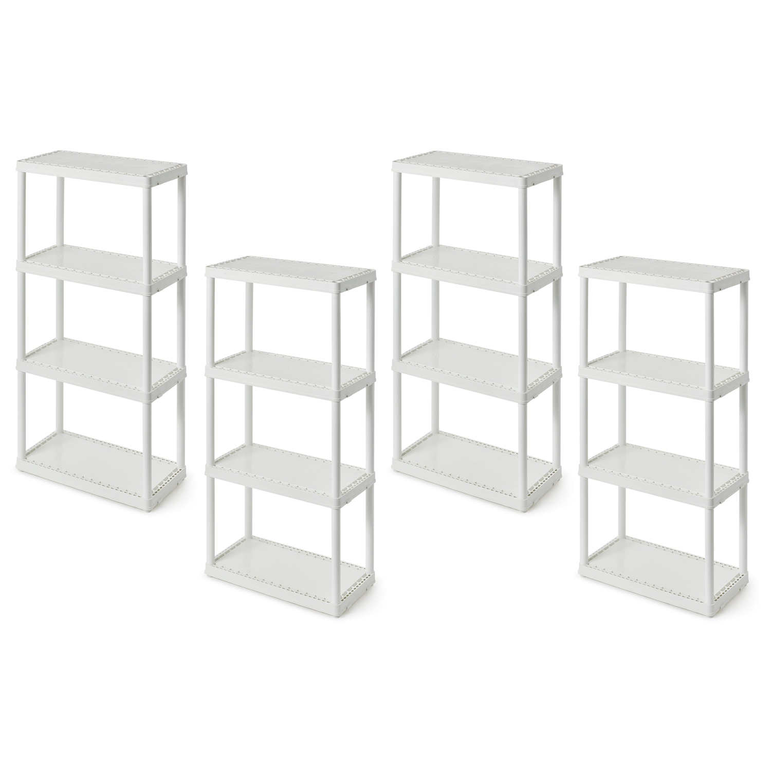 Gracious Living 4 Shelf Fixed Height Light Duty Storage Unit, White