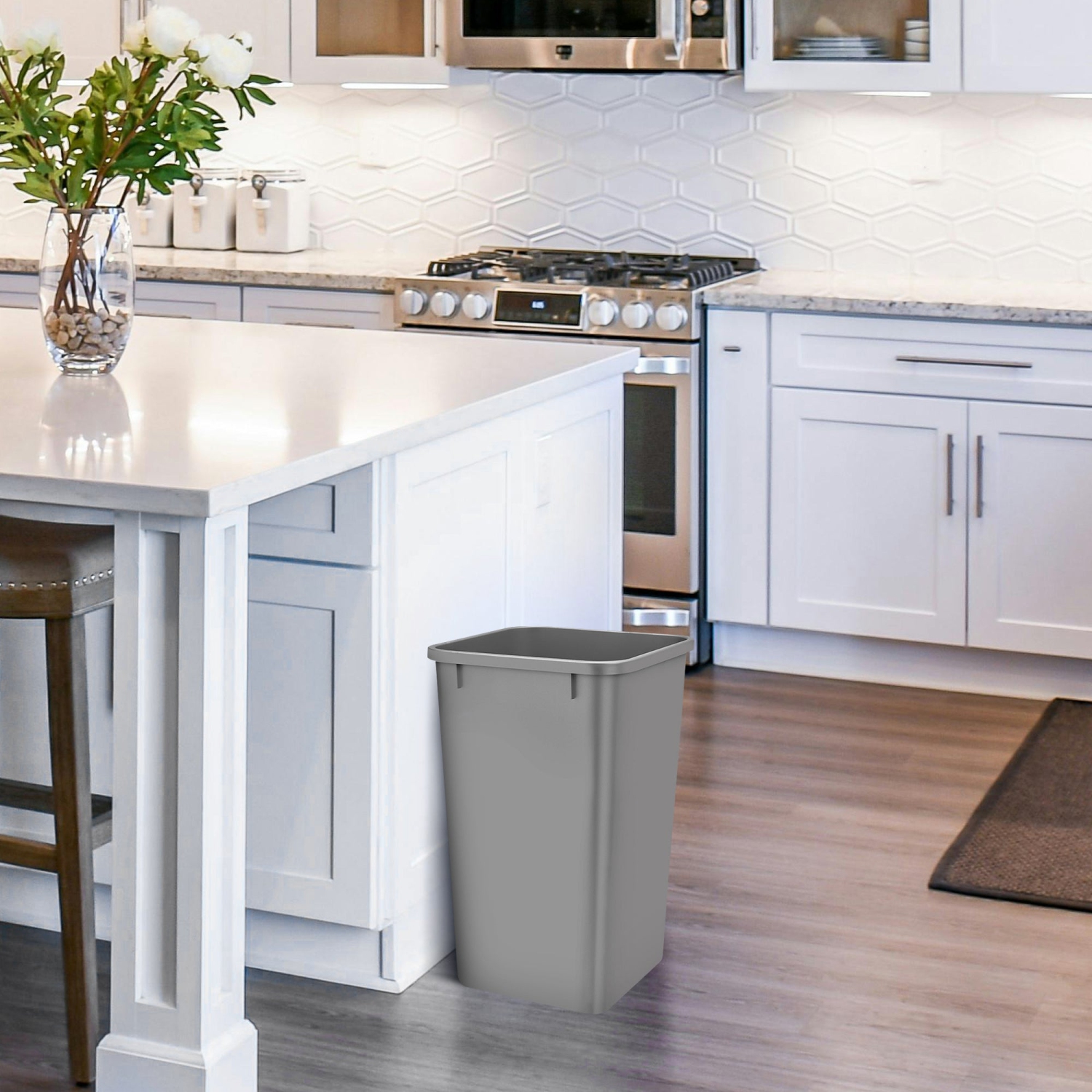 27 qt de rechange en polymère Rev-A-Shelf. Poubelle, argent, paquet de 2, RV-1024-17-2