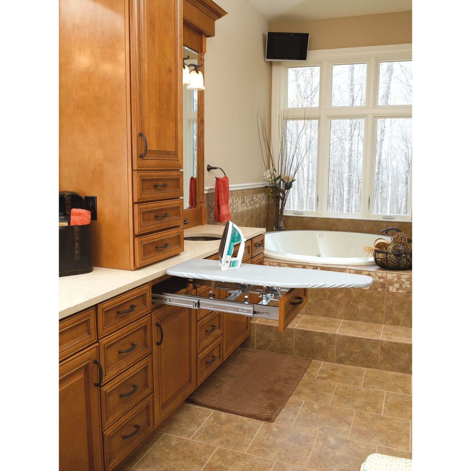 Rev-A-Shelf Pull Out Foldaway Ironing Board for Vanity Cabinet Drawer, VIB-20CR
