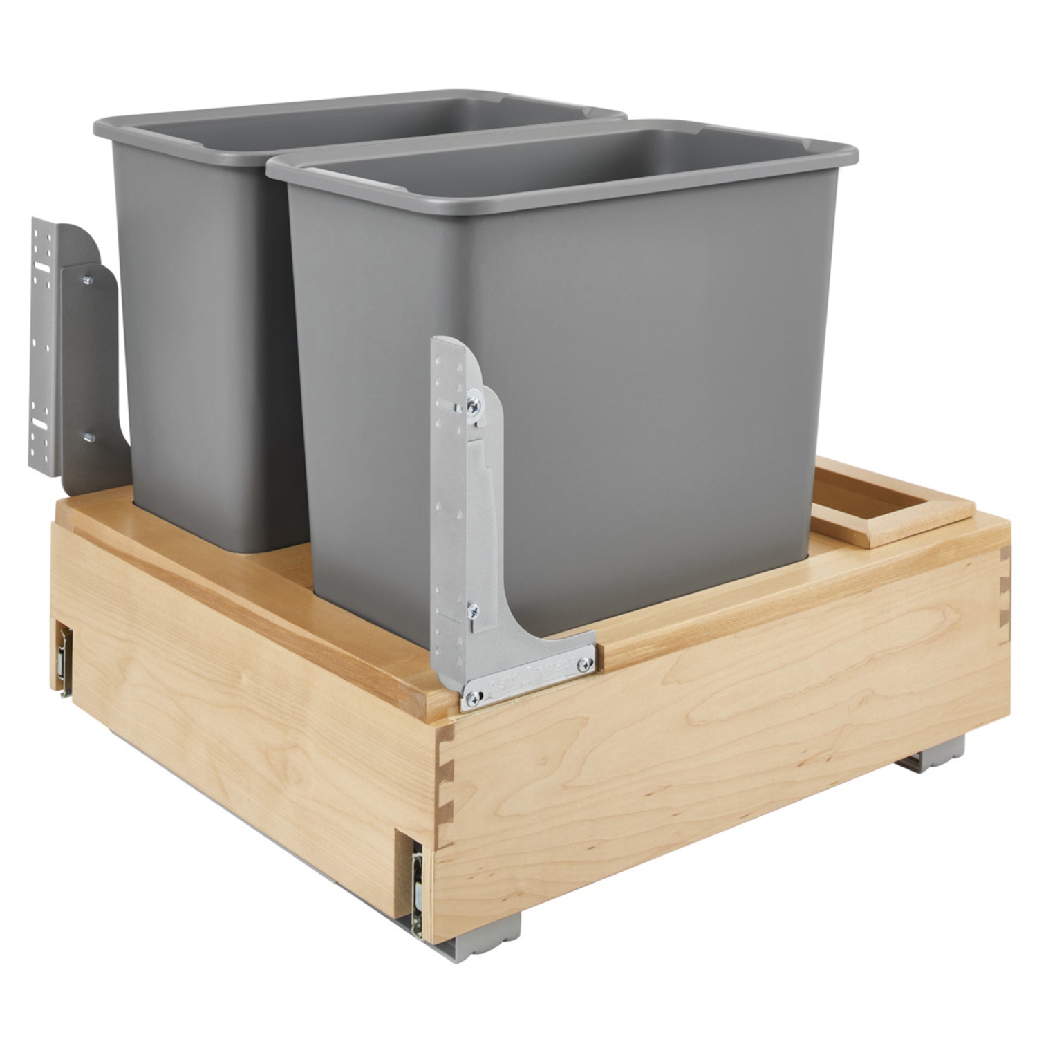 Rev-A-Shelf Double Pull Out Bottom Mount Trash Can 30 Qt, Gray, 4WCBM-2430DM-2