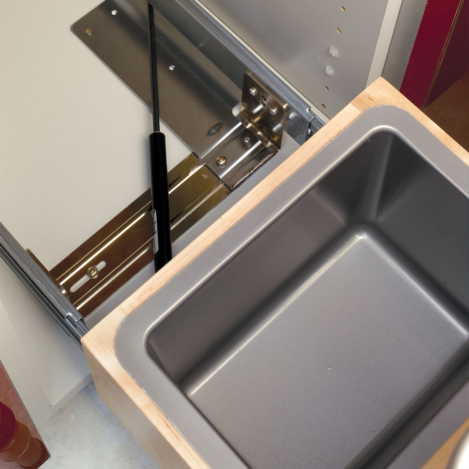 Rev-A-Shelf Double Pull Out Bottom Mount Trash Can 30 Qt, Gray, 4WCBM-2430DM-2