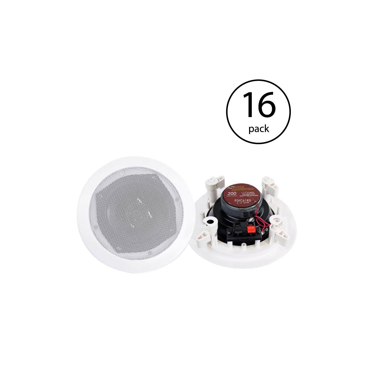 Système de haut-parleurs encastrables au plafond/muraux à 2 voies 200&nbsp;W PDIC61RD 6,5 po PRO de PYLE