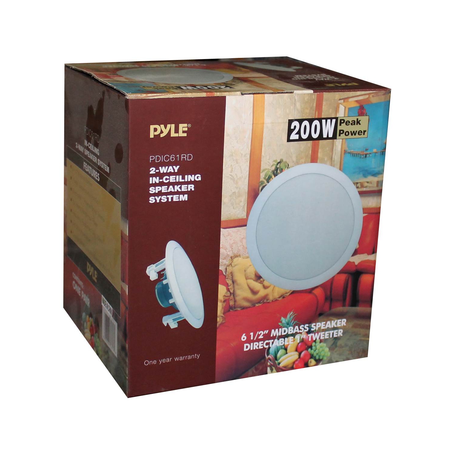 Système de haut-parleurs encastrables au plafond/muraux à 2 voies 200&nbsp;W PDIC61RD 6,5 po PRO de PYLE