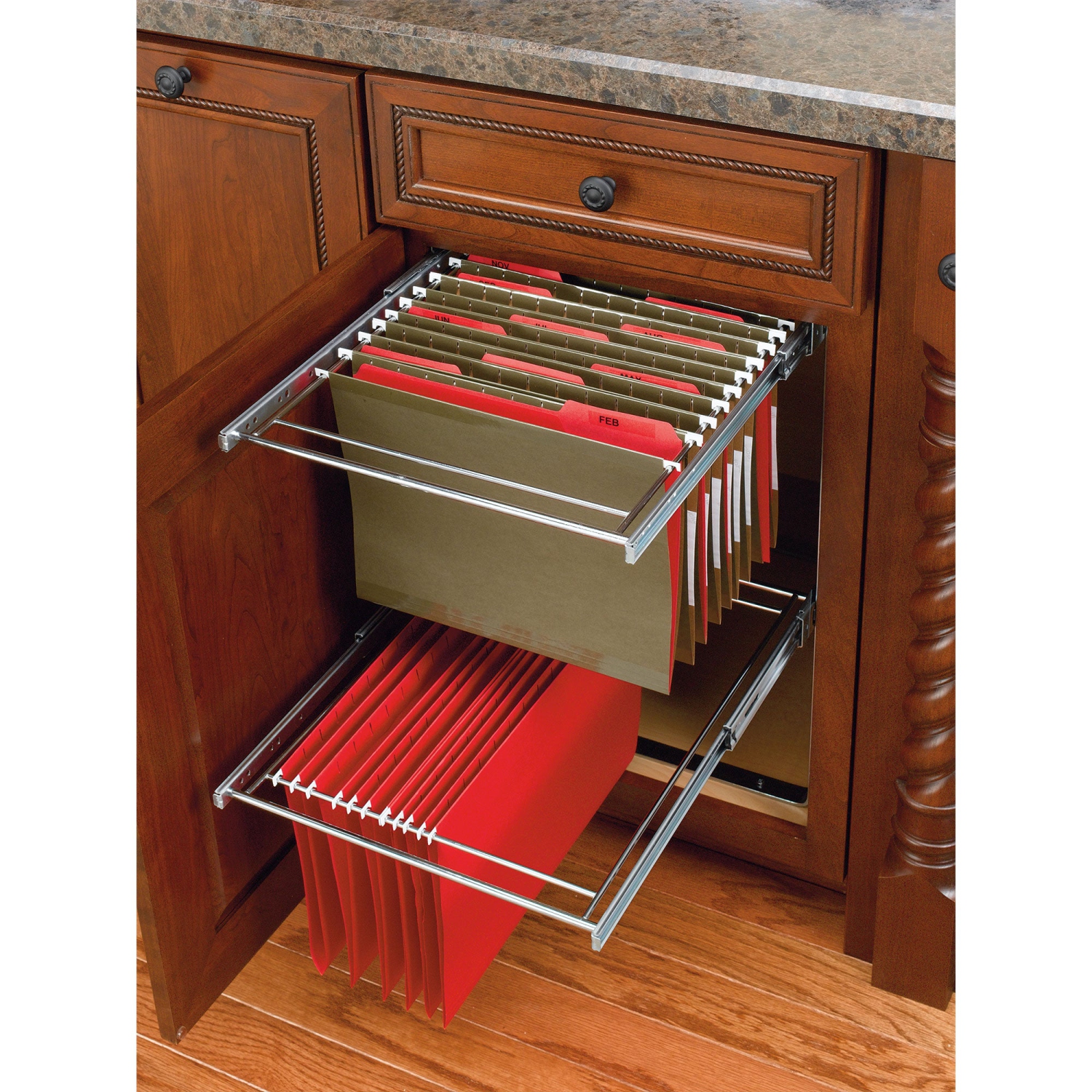 Rev-A-Shelf 2 14.5" Tier Base Cabinet File Drawer Organizer System, RAS-FD-KIT