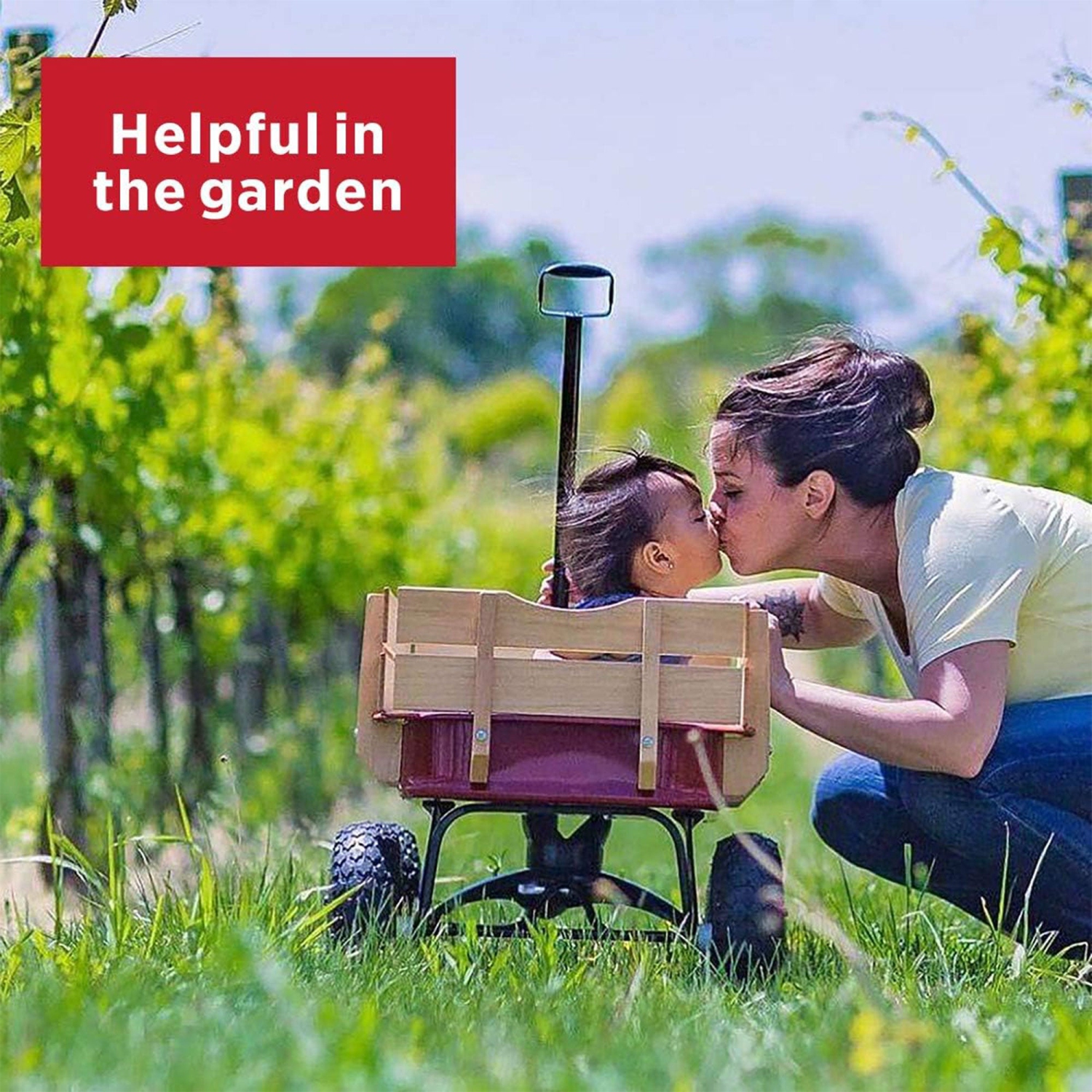 Radio Flyer – Chariot tout-terrain classique en acier et en bois, rouge