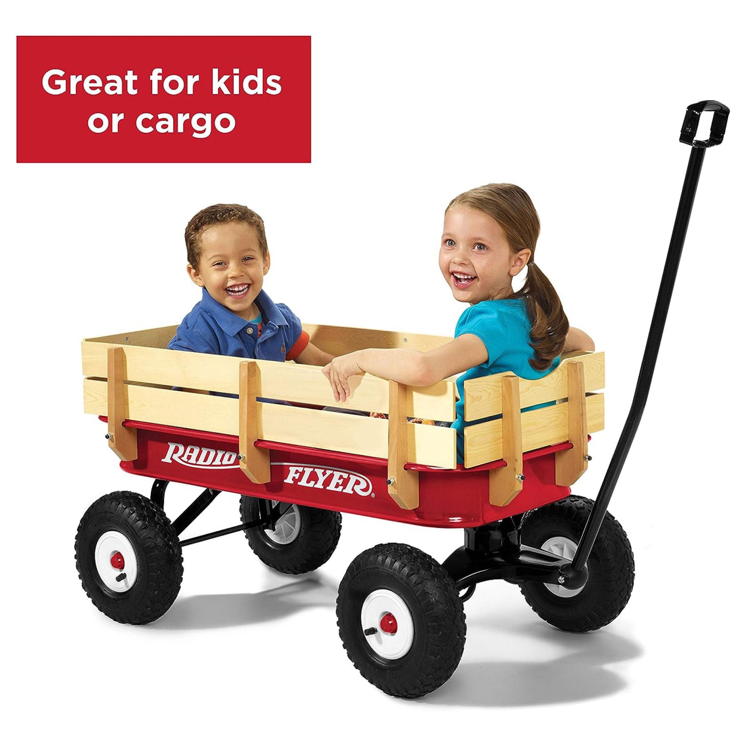 Radio Flyer – Chariot tout-terrain classique en acier et en bois, rouge