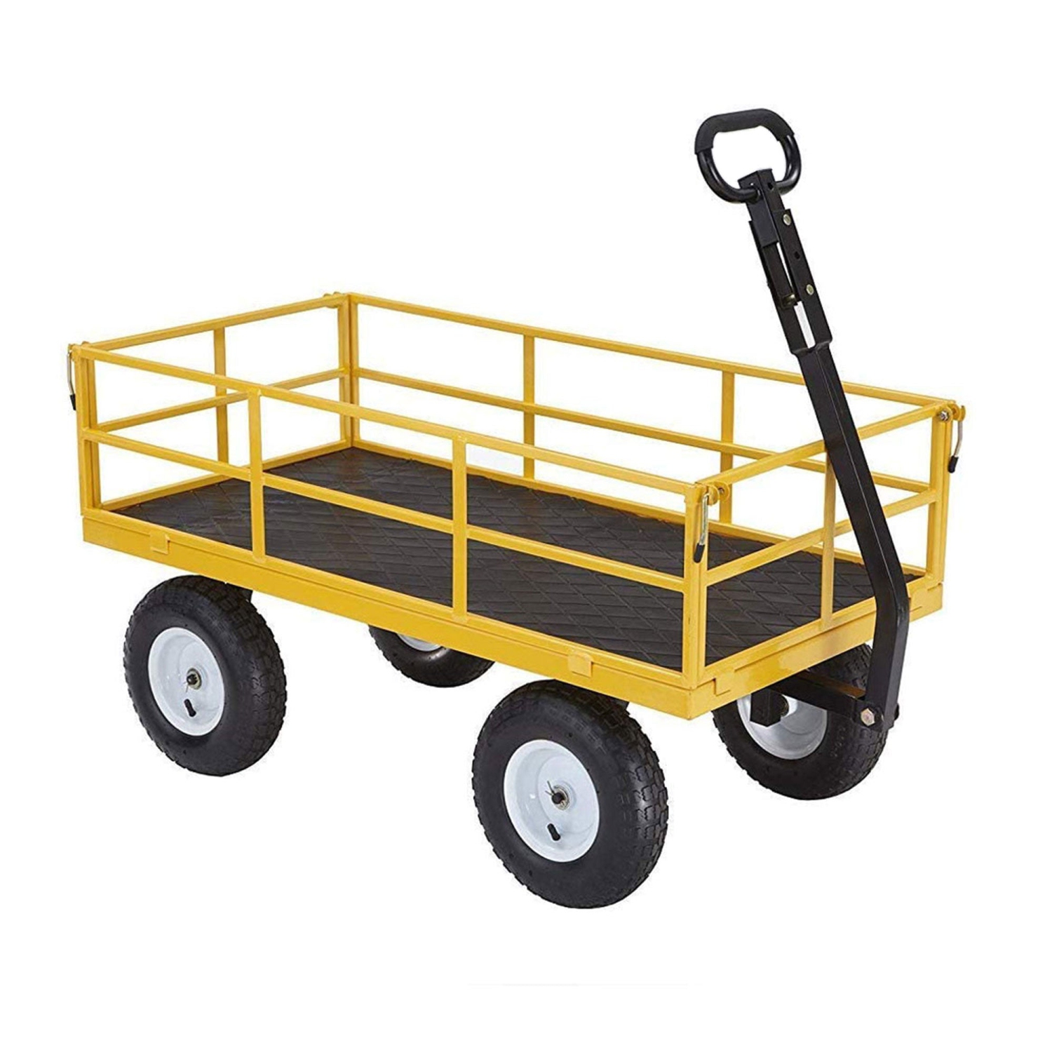 Chariot utilitaire en acier Gorilla, chariot de jardin de 7 pi3 avec côtés amovibles, jaune