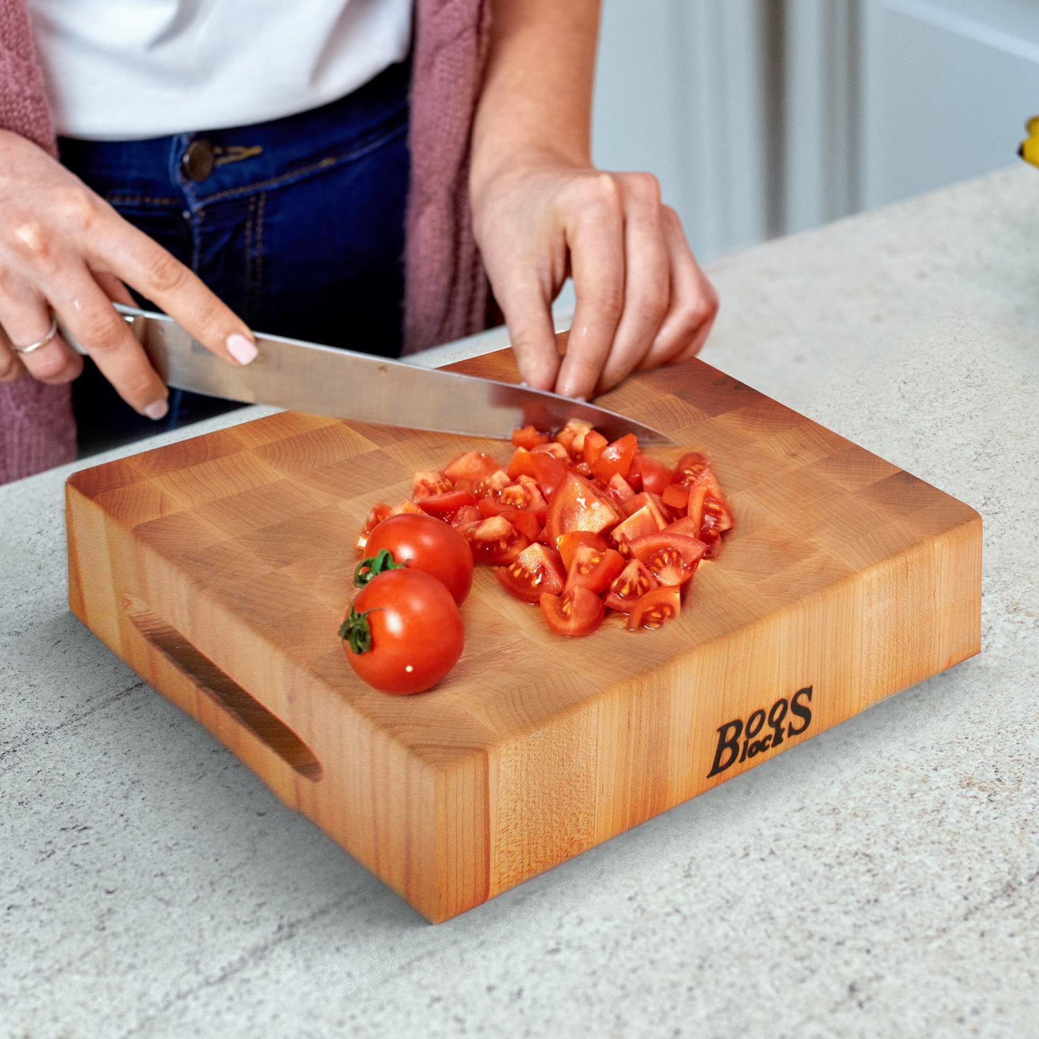 John Boos – petite planche à découper en bois d’érable pour cuisine, 12 x 12 x 3 po