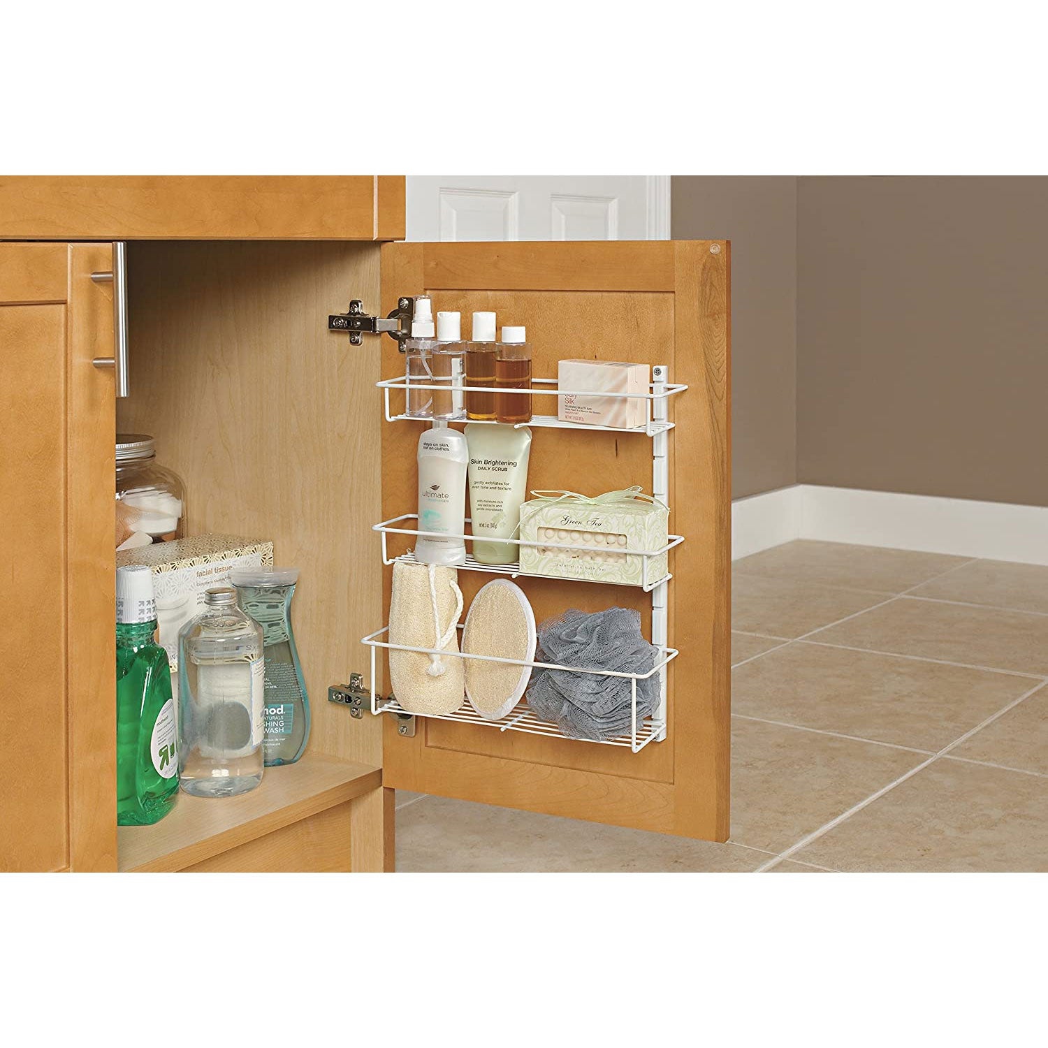 ClosetMaid Adjustable 3 Shelf Spice Rack for Cabinet/Wall Mount, White