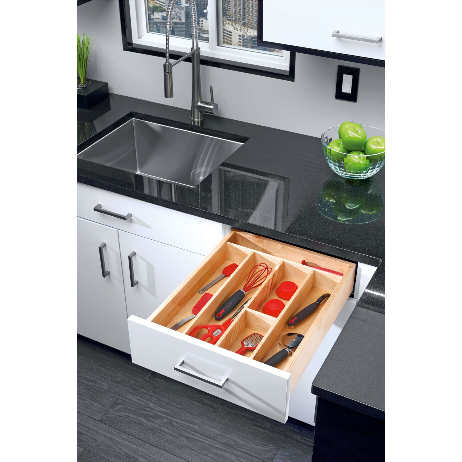 Rev-A-Shelf – Porte-tiroir de rangement en bois, 23,98' x 21,97'', 4WUT-3