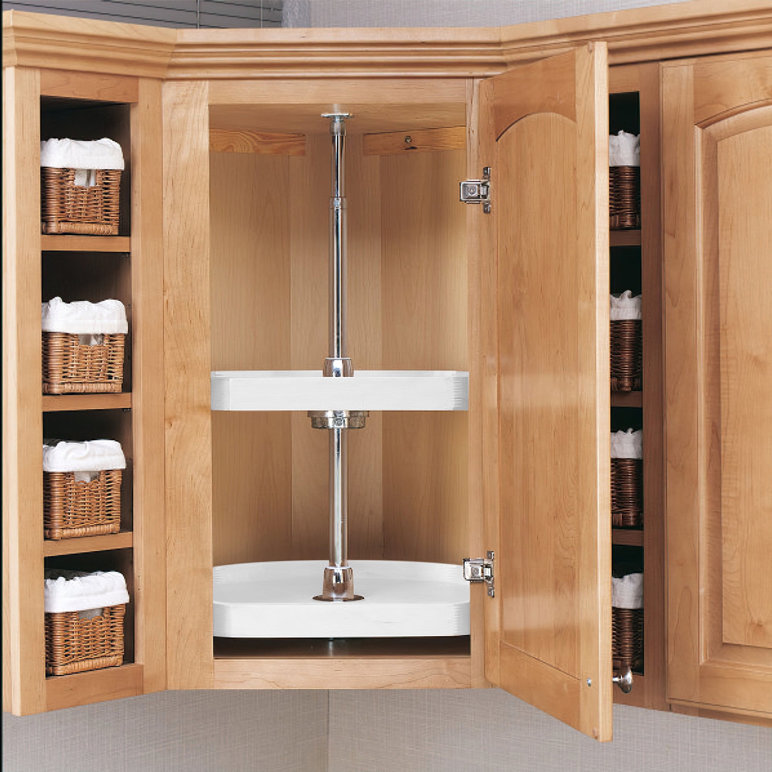 Rev-A-Shelf 20" Lazy Susan D-Shaped Cabinet Polymer Two-Tier, White, 7012-20-11-52