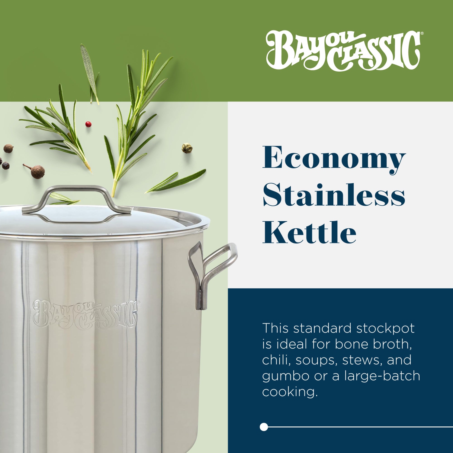 Bouilloire en acier inoxydable de 30 pintes/7,5 gallons avec couvercle de Bayou Classic