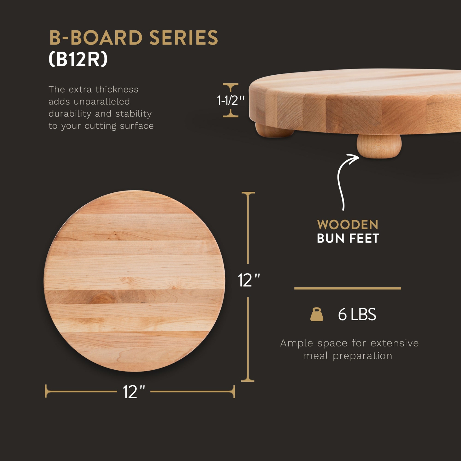 John Boos – planche à découper ronde à grain de bois d’érable pour la cuisine, 12 x 1,5 po
