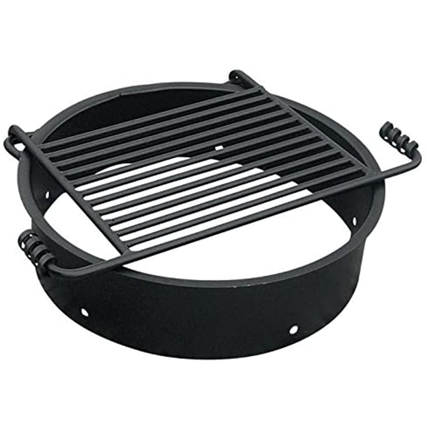 Anneau de foyer en acier de 24 po Pilot Rock avec grille de cuisson en métal, noir