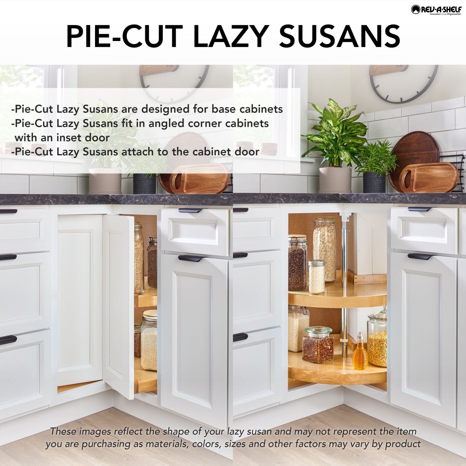 Rev-A-Shelf 28&nbsp;po Lazy Susan Pie-Cut Polymer deux tablettes, blanc, LD-2942-28-11-1