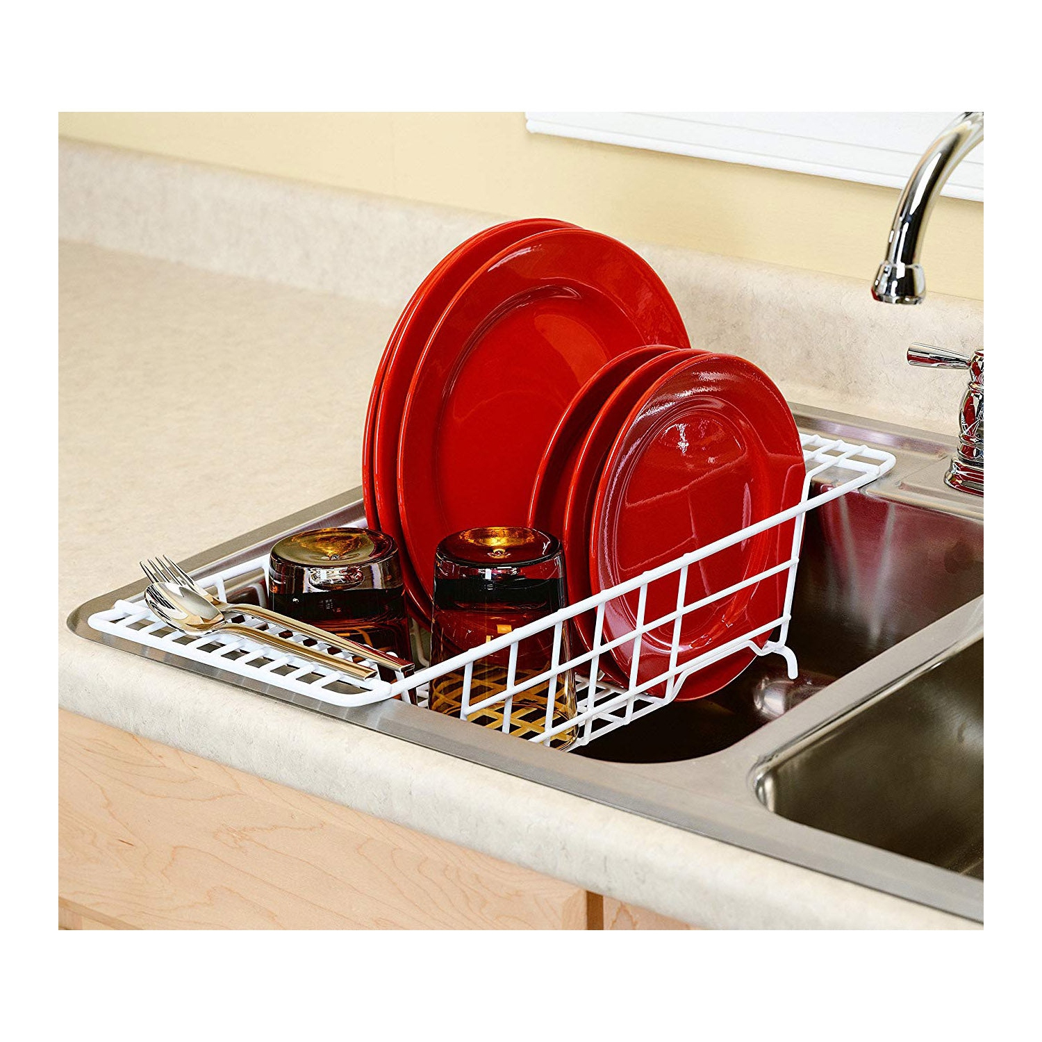 Closetmaid Economical 8" Wide Over the Sink Steel Dish Draining Solution, White