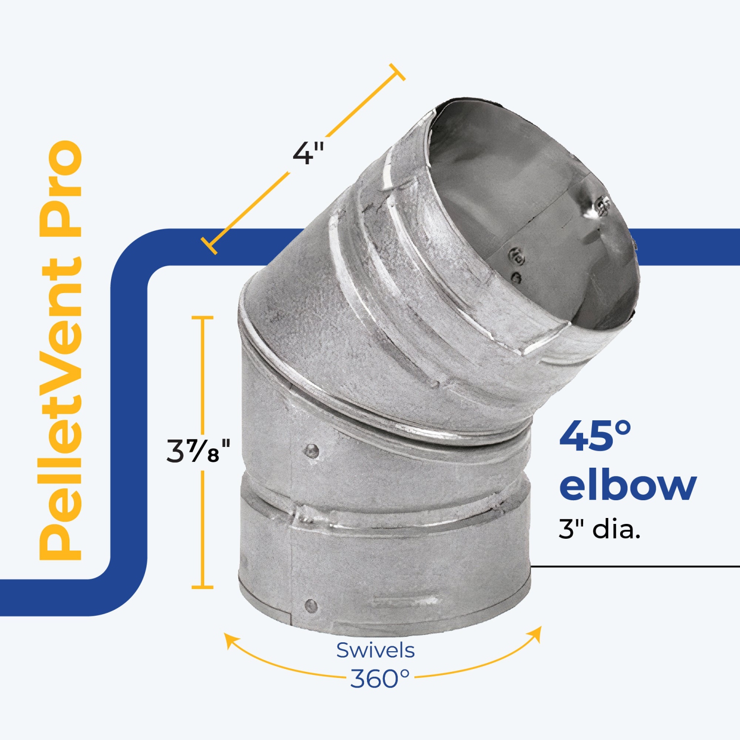 DuraVent – tuyau de cuisinière coudé à 45 degrés en acier inoxydable PelletVent, 6 po, argenté