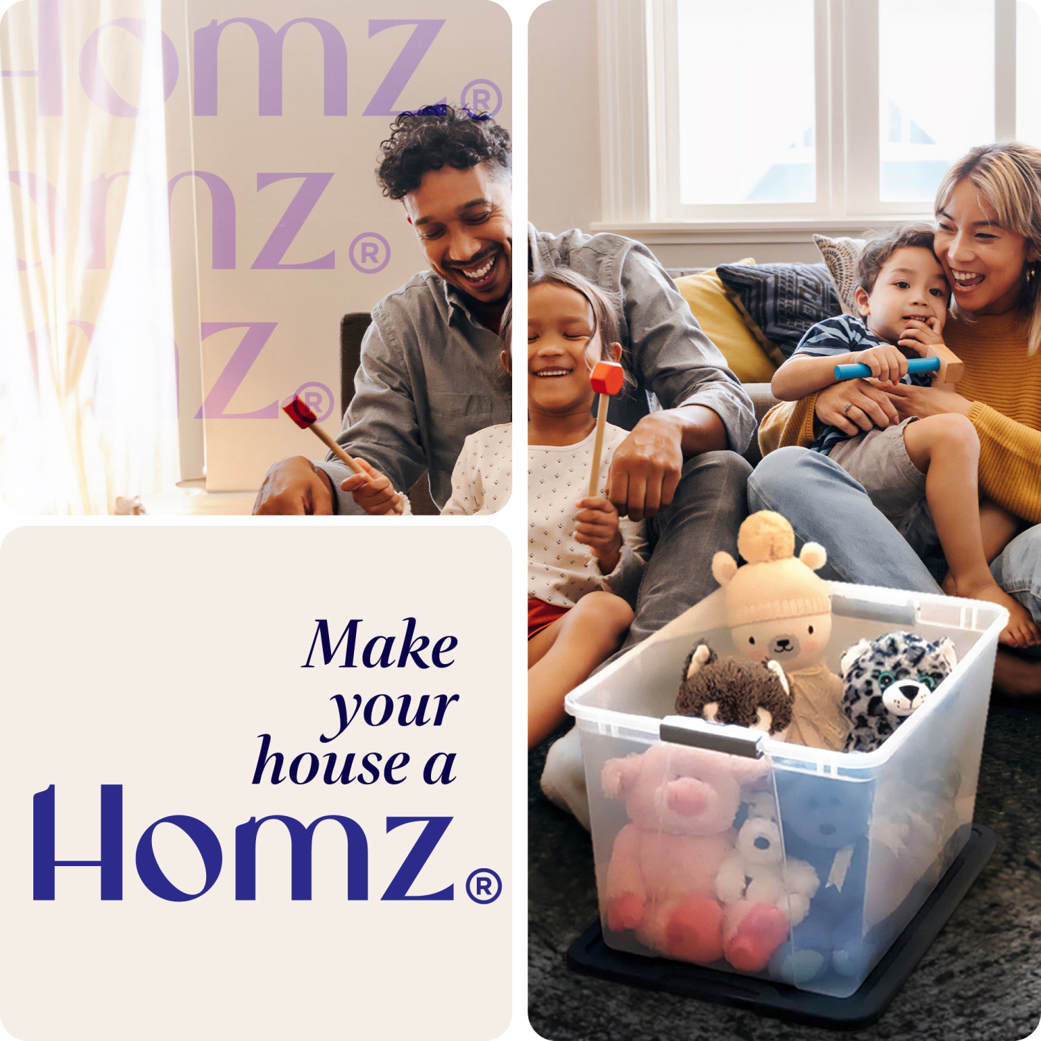 Homz 66 Quart Heavy Duty Modular Stackable Storage Containers, Clear, 4 Pack