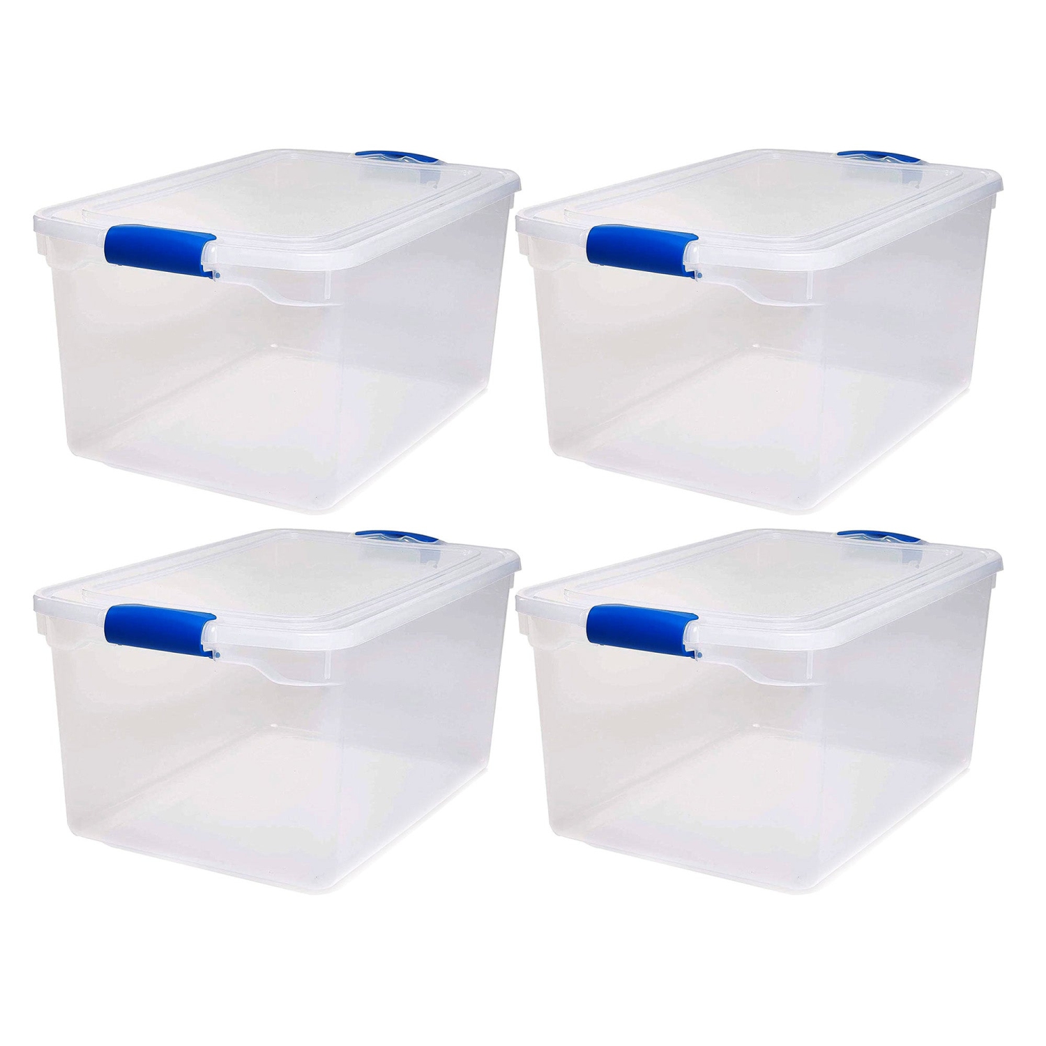 Homz 66 Quart Heavy Duty Modular Stackable Storage Containers, Clear, 4 Pack
