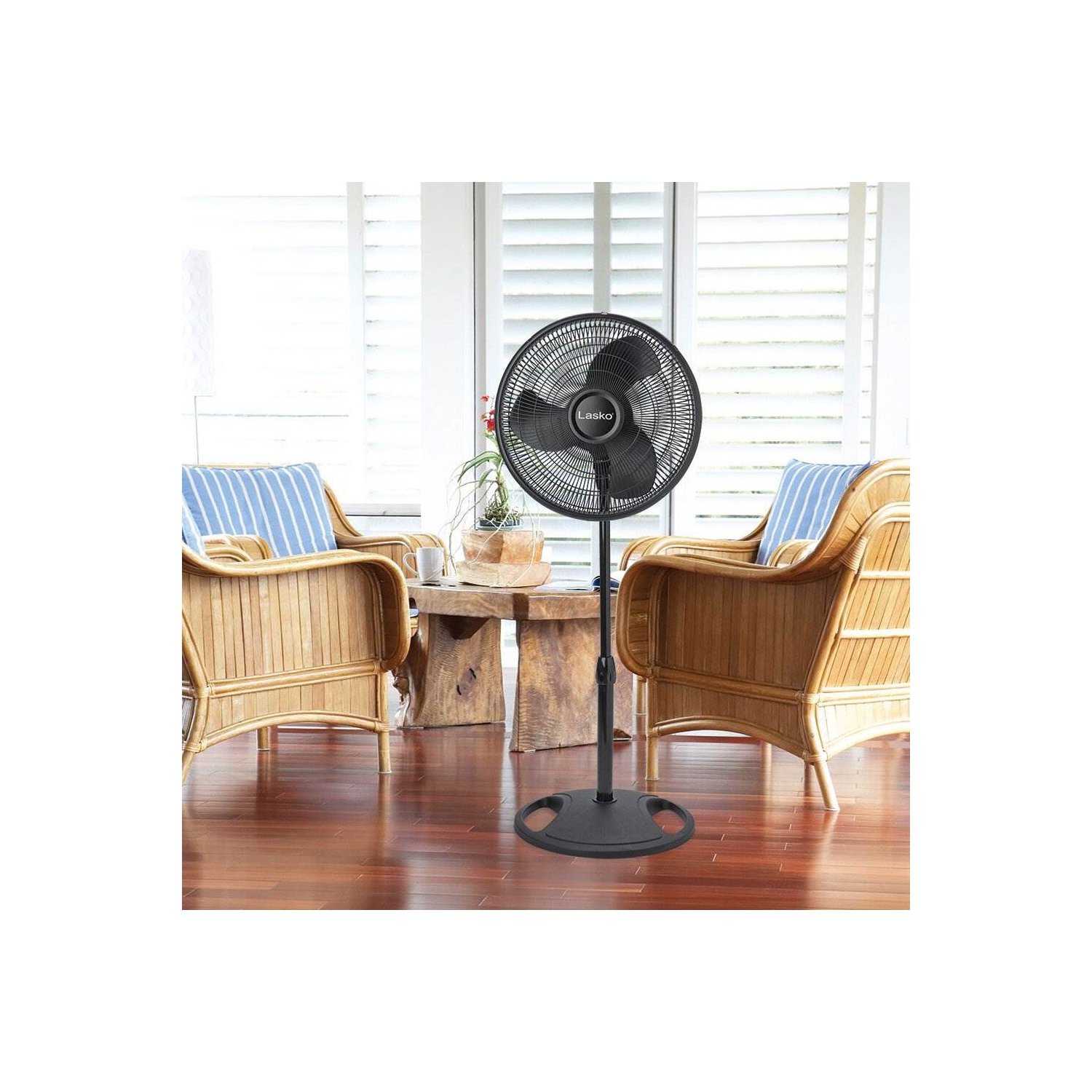 Lasko 16" 3-Speed Adjustable Tilting Oscillating Standing Pedestal Fan, Black