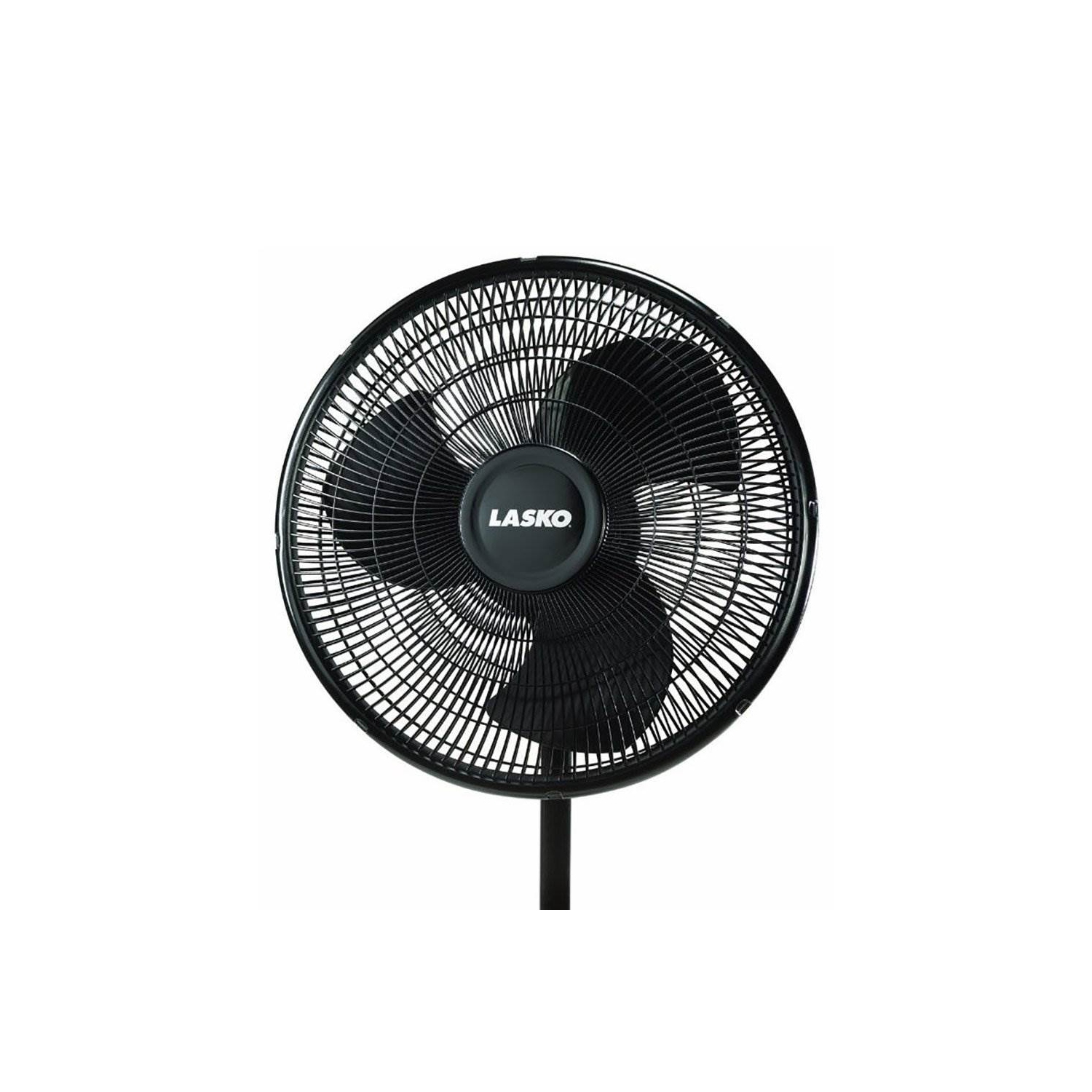 Lasko 16" 3-Speed Adjustable Tilting Oscillating Standing Pedestal Fan, Black