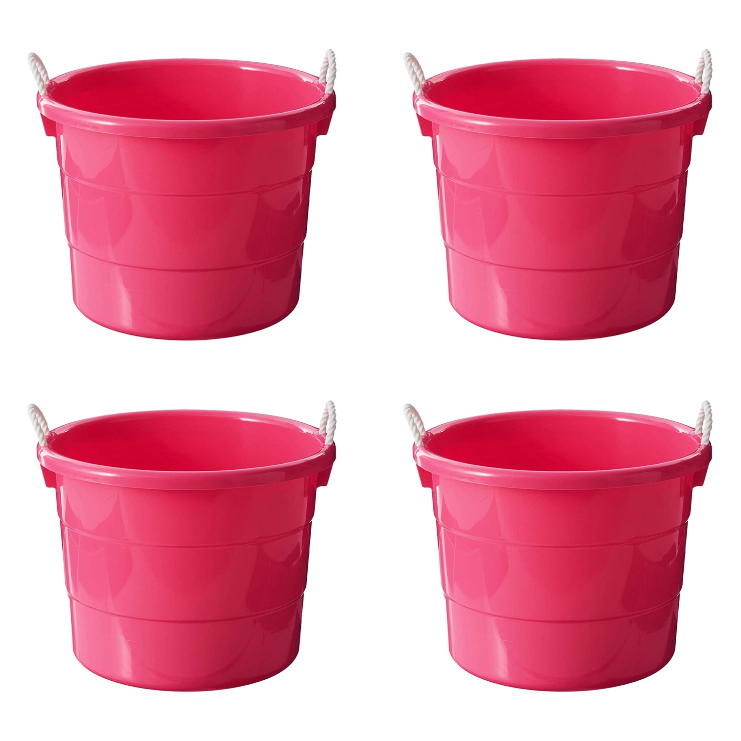 Homz Plastic 18 Gallon Utility Bucket Tub Container with Handles, Pink