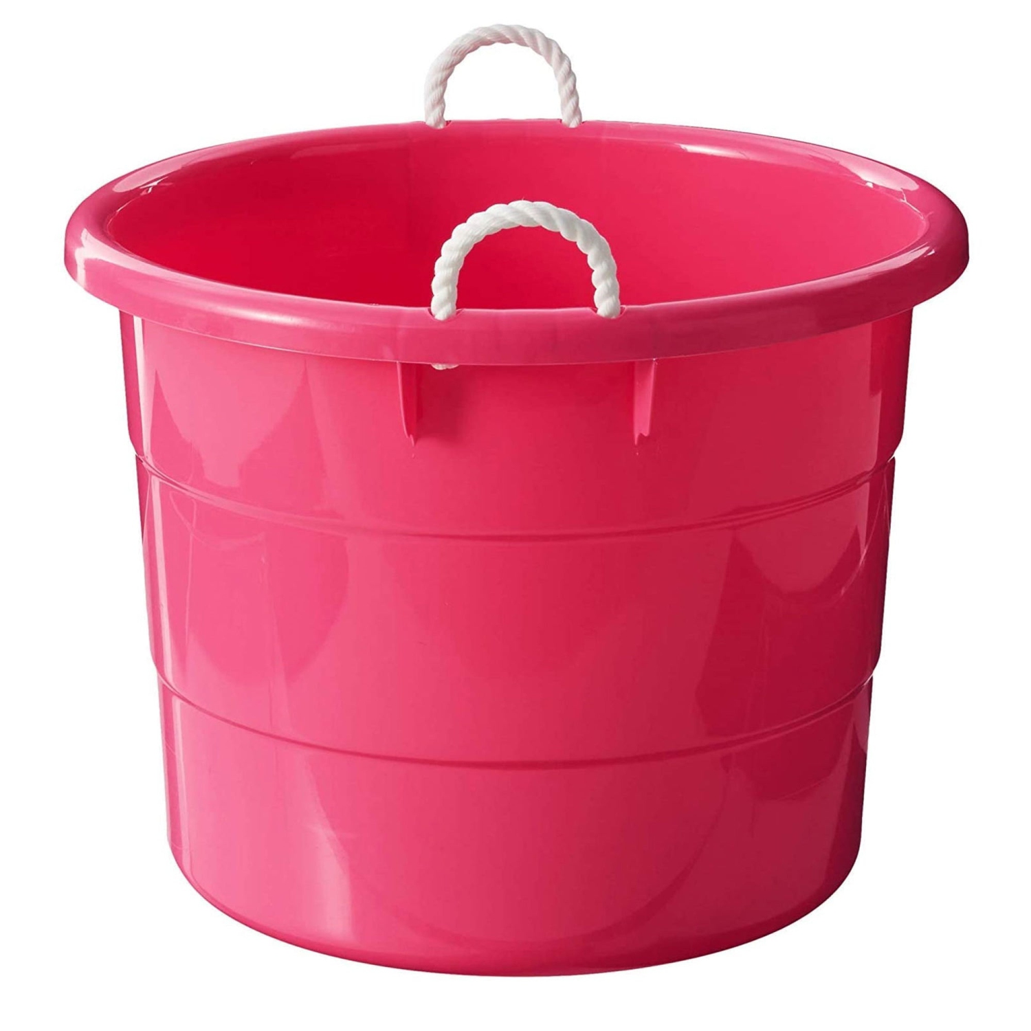 Homz Plastic 18 Gallon Utility Bucket Tub Container with Handles, Pink
