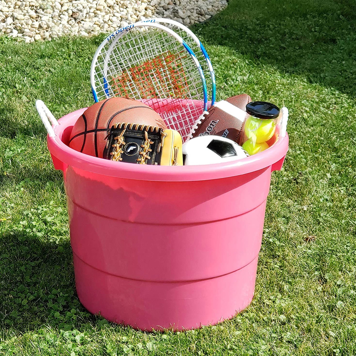 Homz Plastic 18 Gallon Utility Bucket Tub Container with Handles, Pink