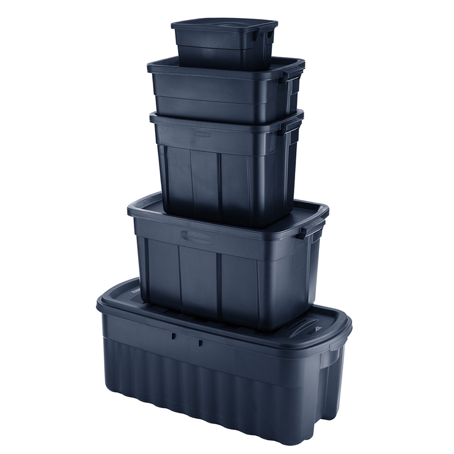 Rubbermaid 18 Gallon Stackable Storage Container, Dark Indigo Metallic