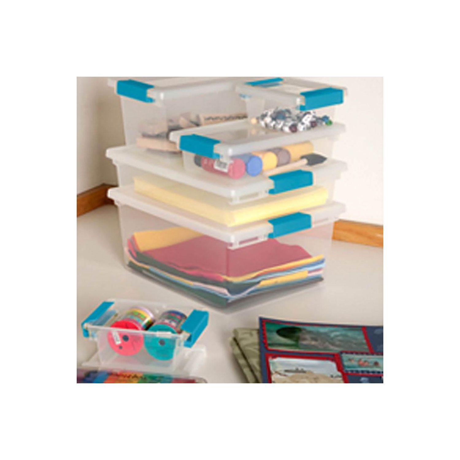 Sterilite Plastic Mini Clip Storage Box Container with Latching Lid, 18 Pack