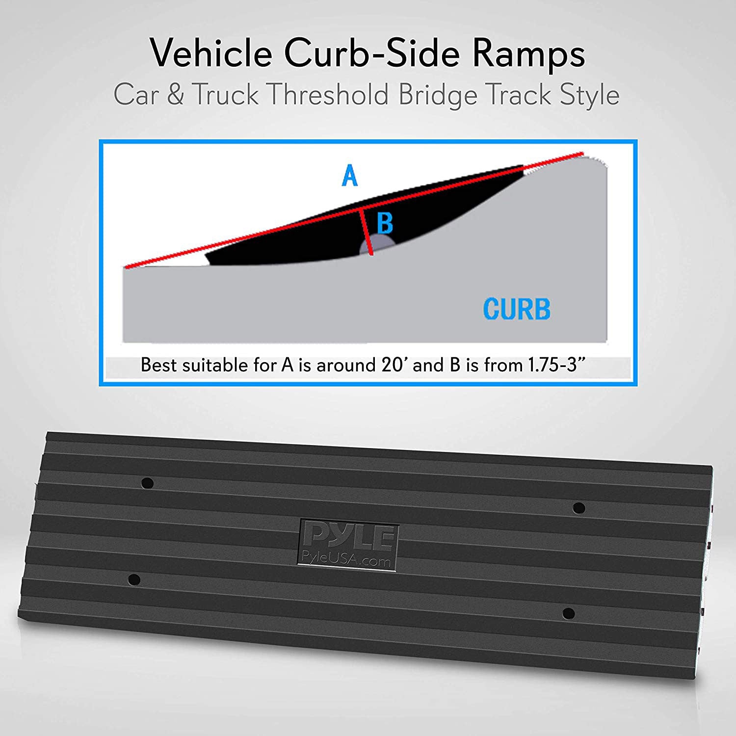 Car/Truck Curb Ramp - Driveway Rubber Threshold Car Curb-Side Bridge