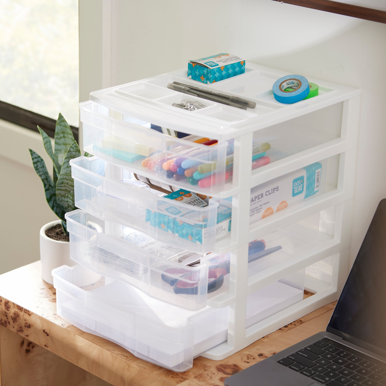Gracious Living 4 Drawer Desktop Countertop Storage with Organizer Lid