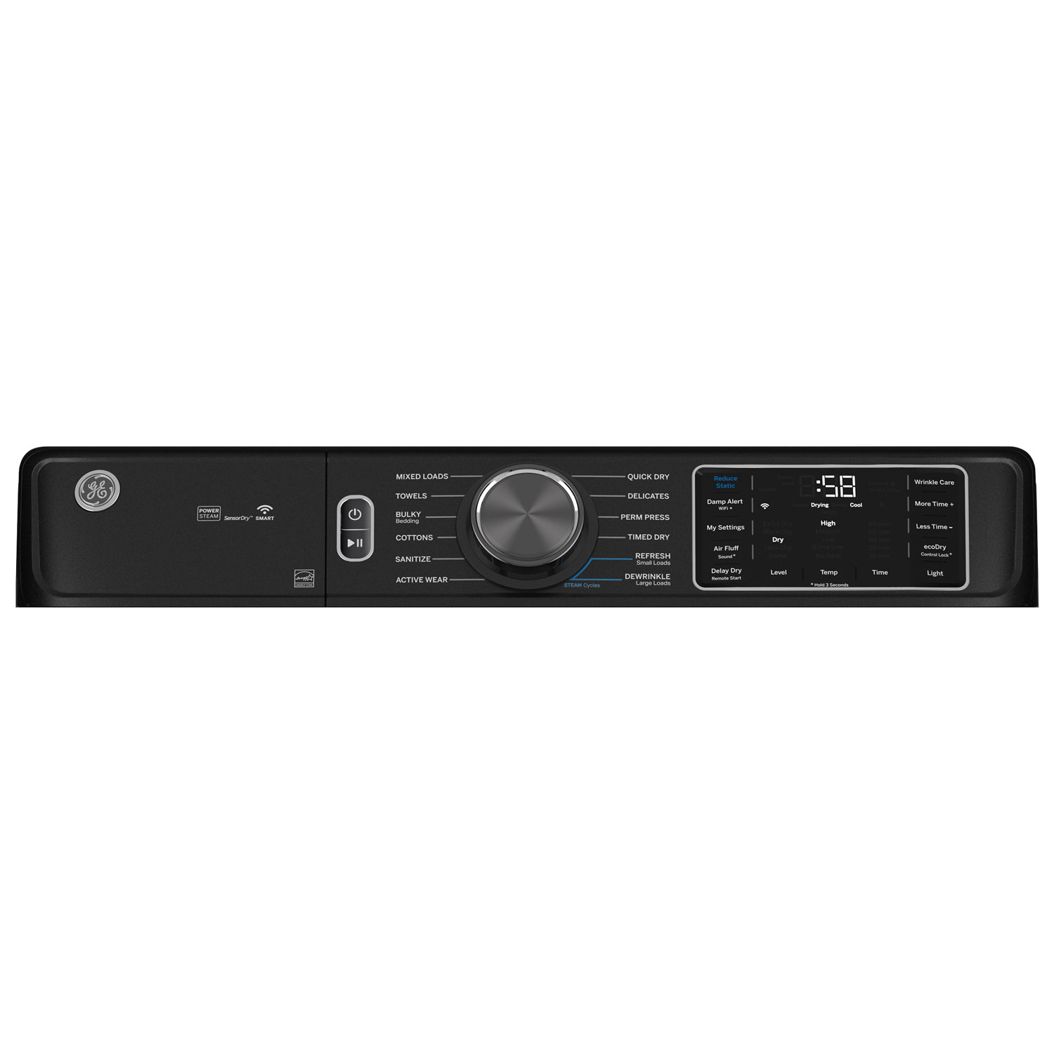 Ge 7.8 Cu. Ft. Electric Steam Dryer - Carbon Graphite